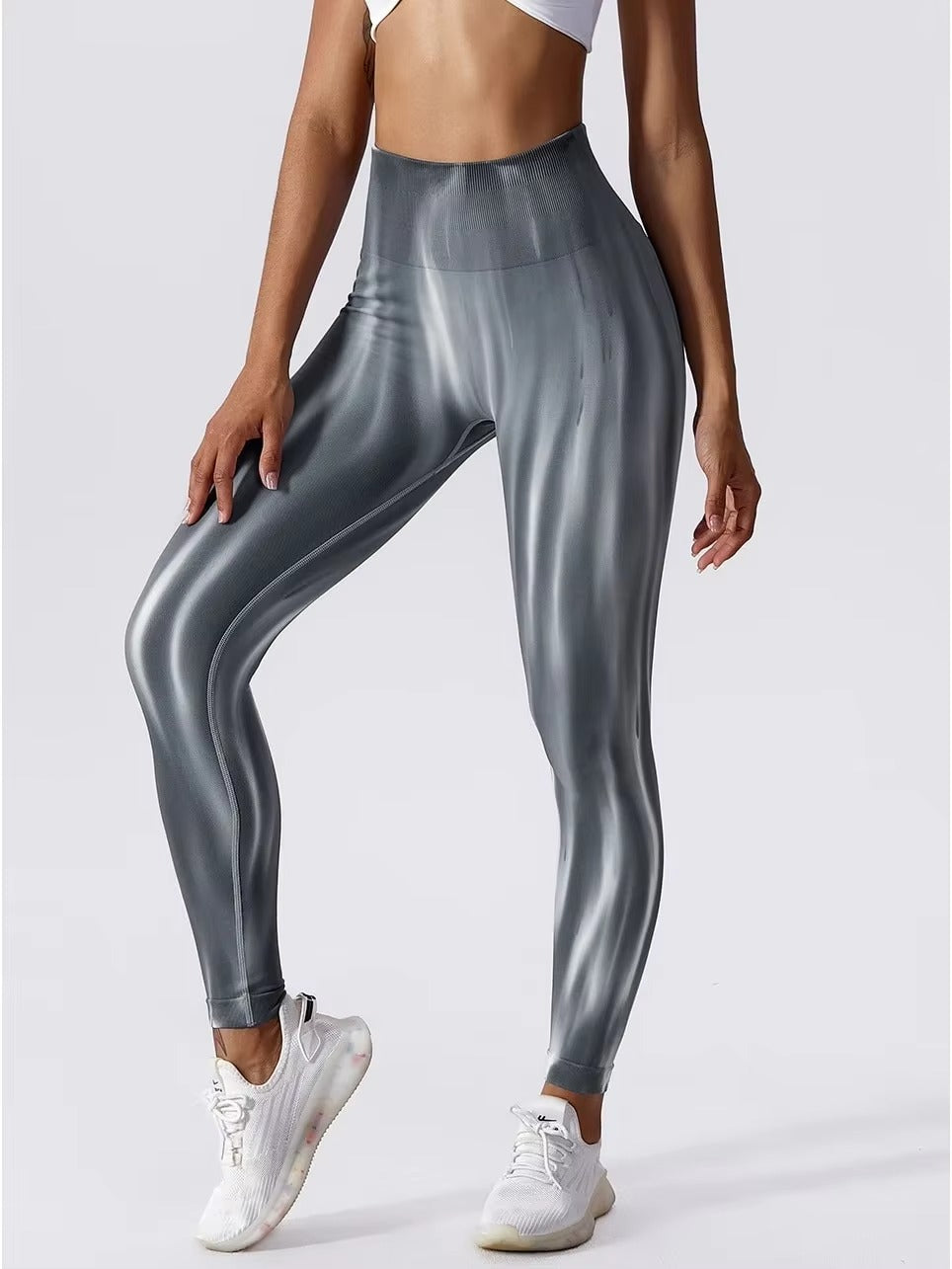 YGLEO Tie Dye Flame Seamless High Waist Leggings