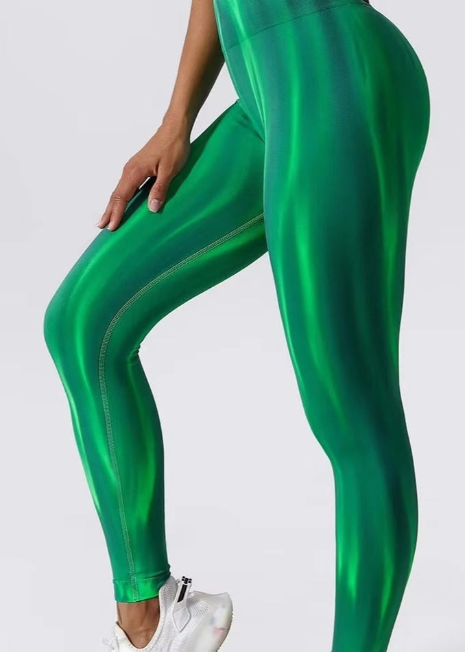 YGLEO Tie Dye Flame Seamless High Waist Leggings