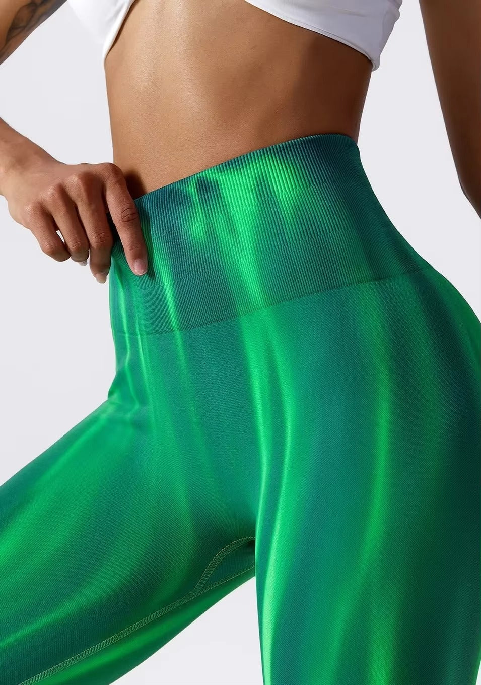 YGLEO Tie Dye Flame Seamless High Waist Leggings