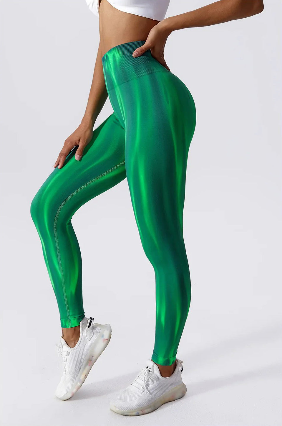 YGLEO Tie Dye Flame Seamless High Waist Leggings