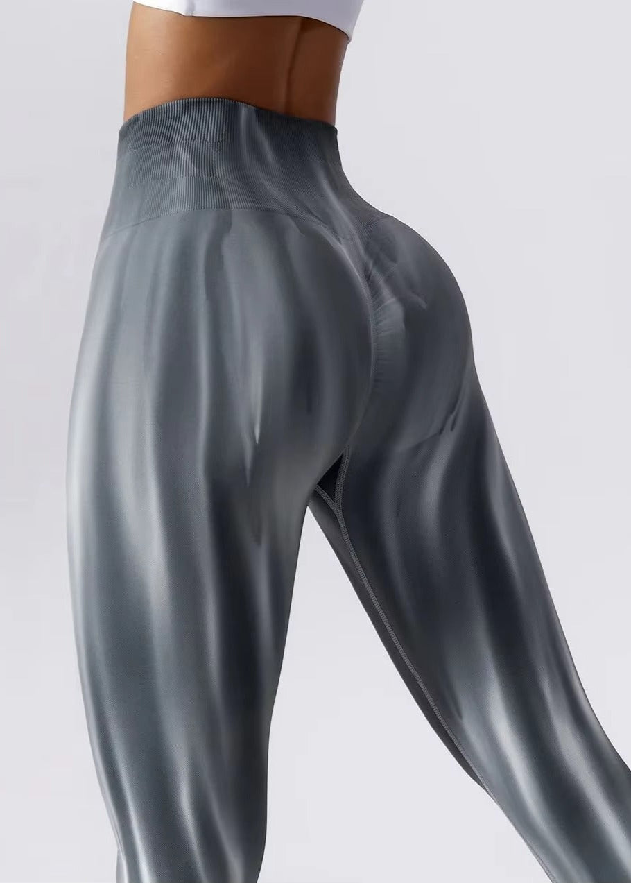 YGLEO Tie Dye Flame Seamless High Waist Leggings