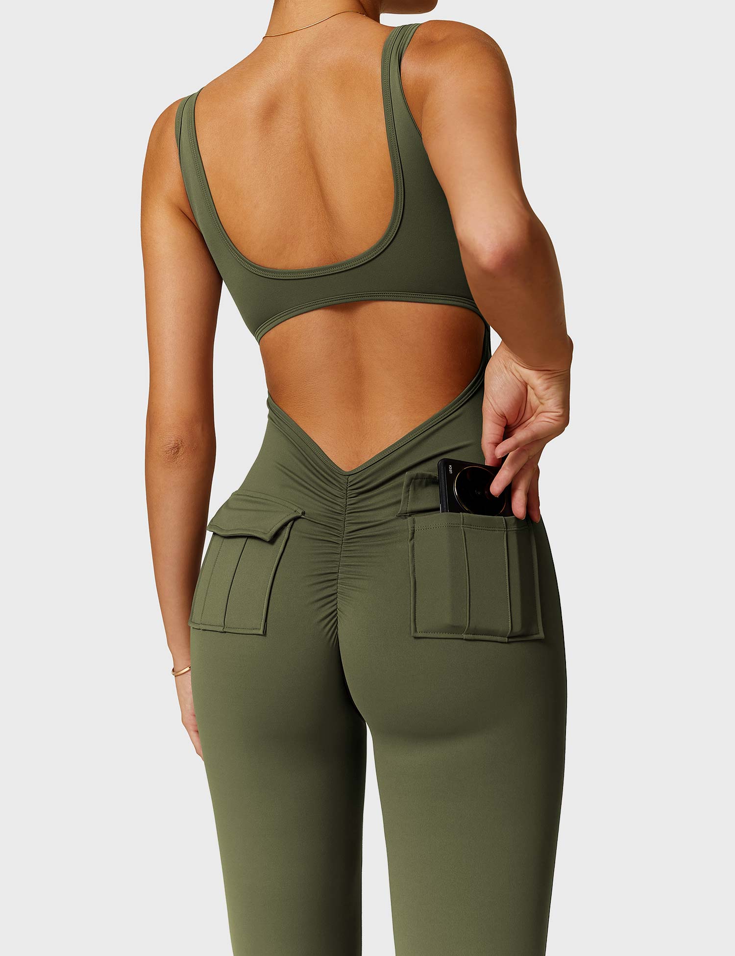 YGLEO Lizvette V-Back Jumpsuit with Pockets