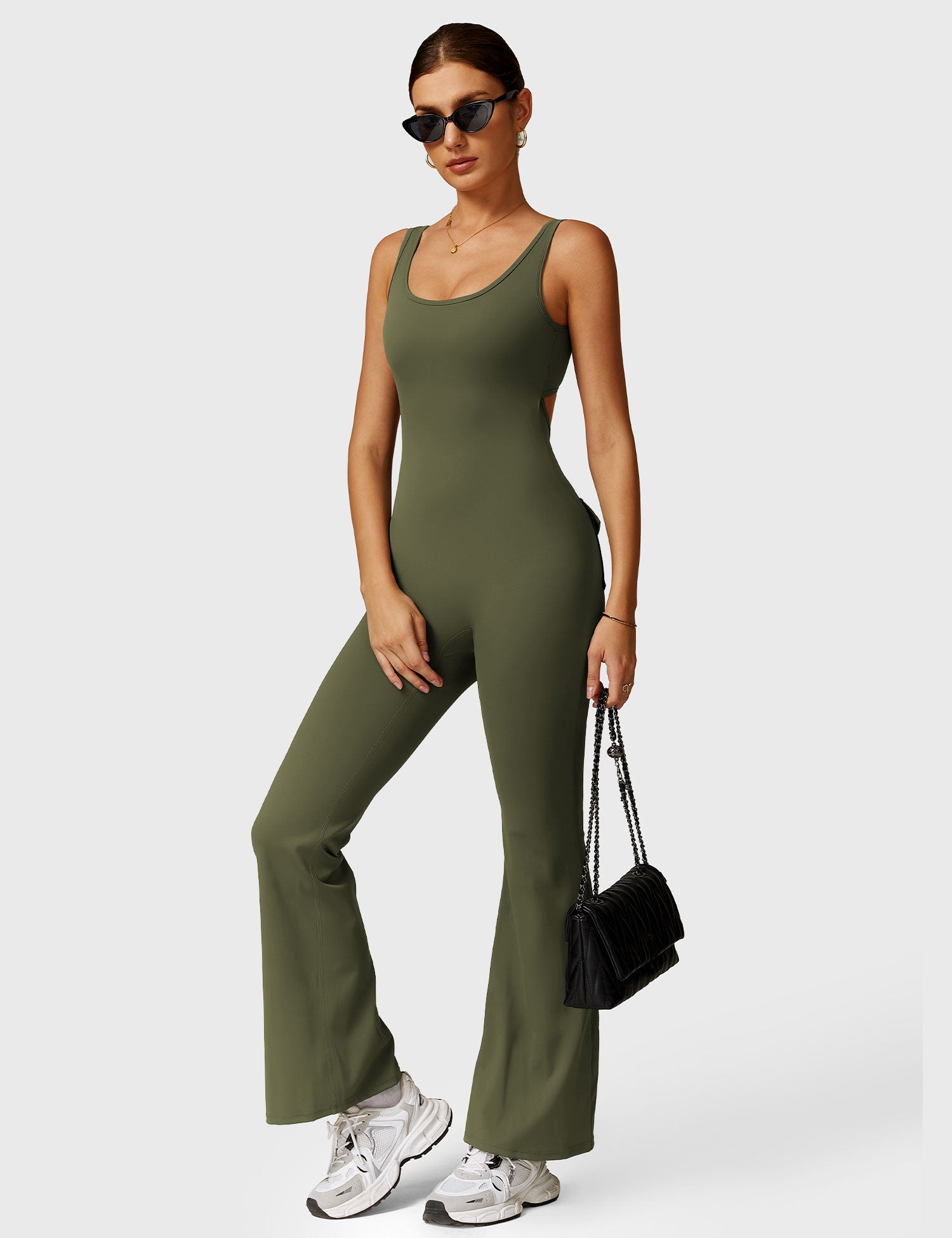 YGLEO Lizvette V-Back Jumpsuit with Pockets