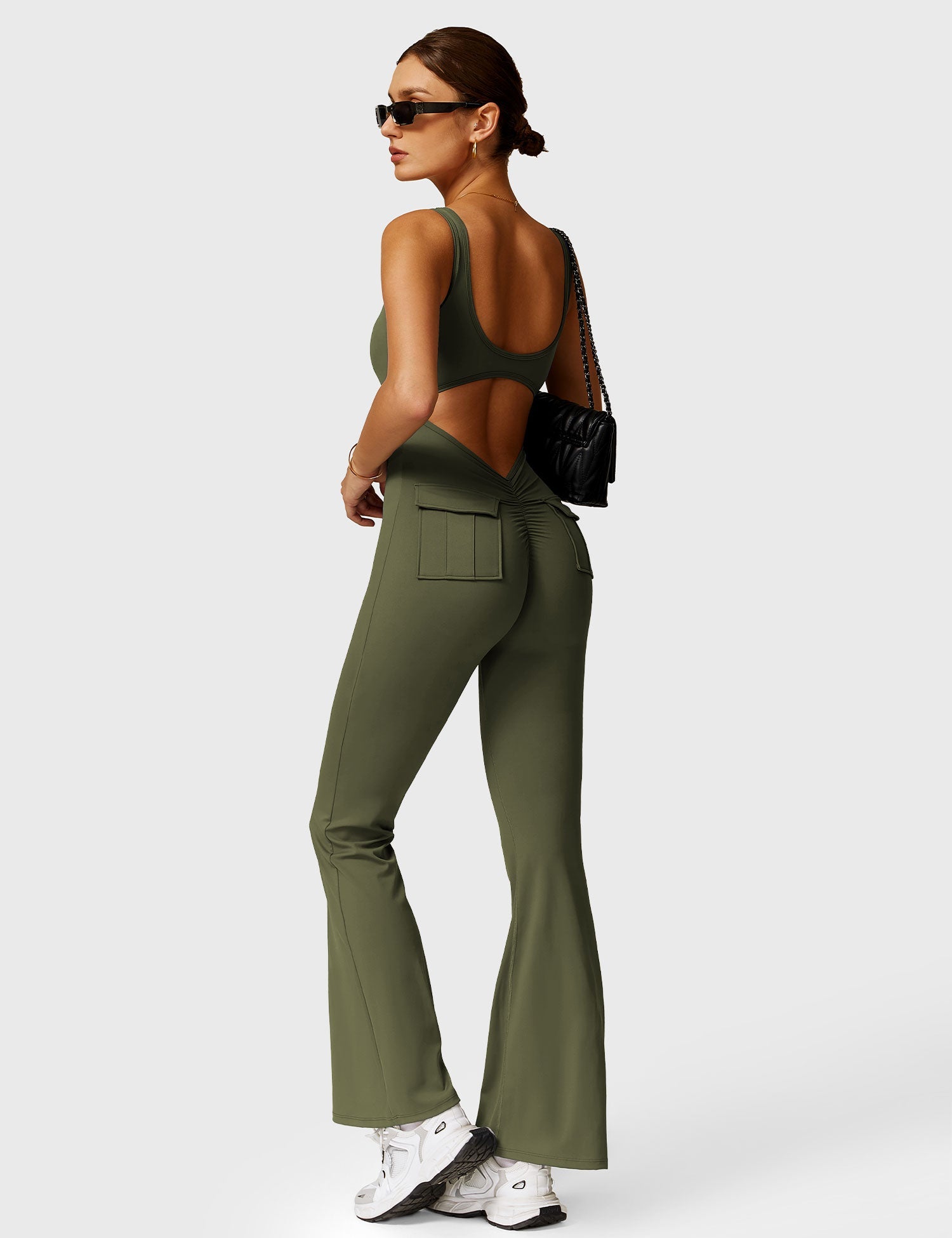 YGLEO Lizvette V-Back Jumpsuit with Pockets