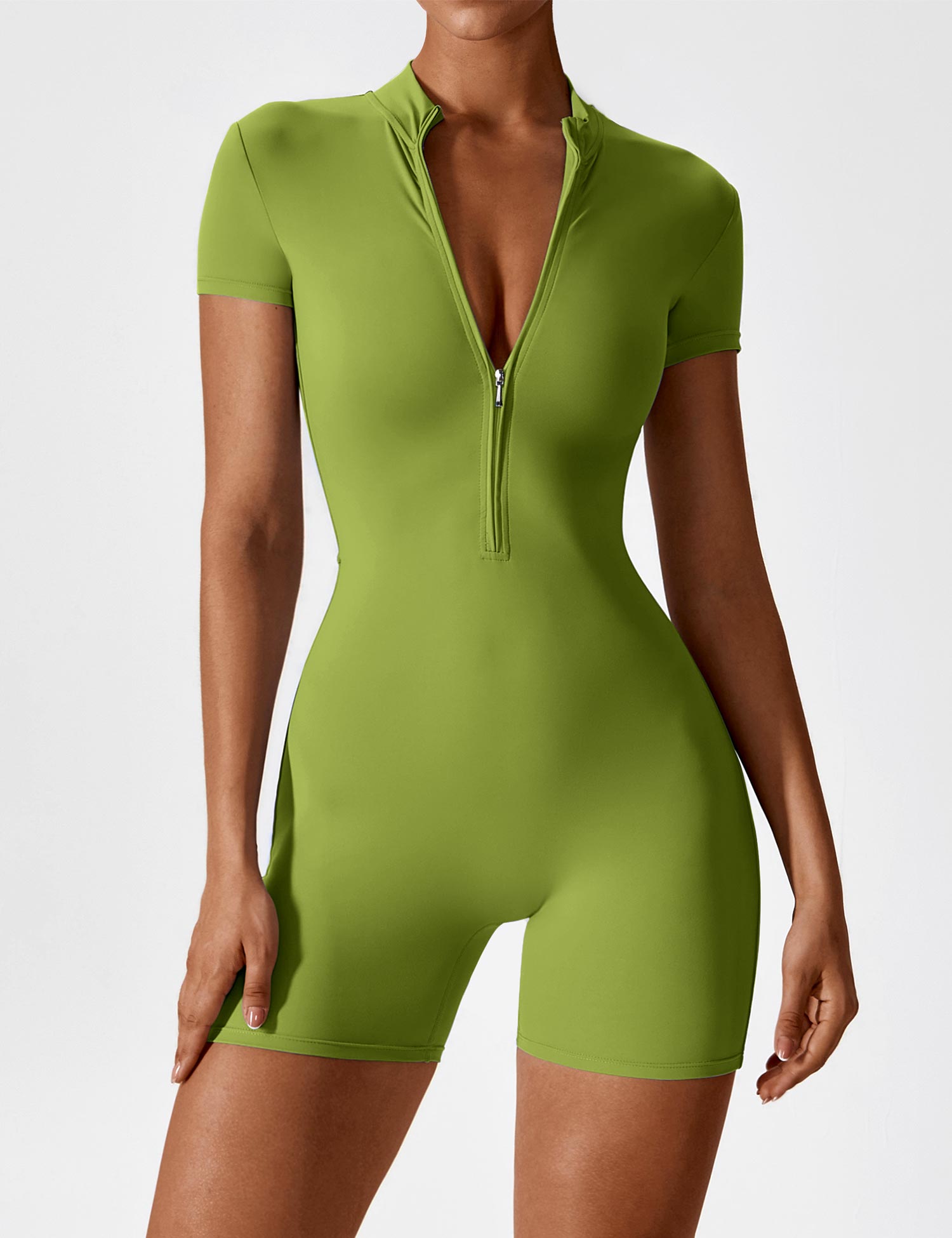 YGLEO Short Sleeve Zipper Romper