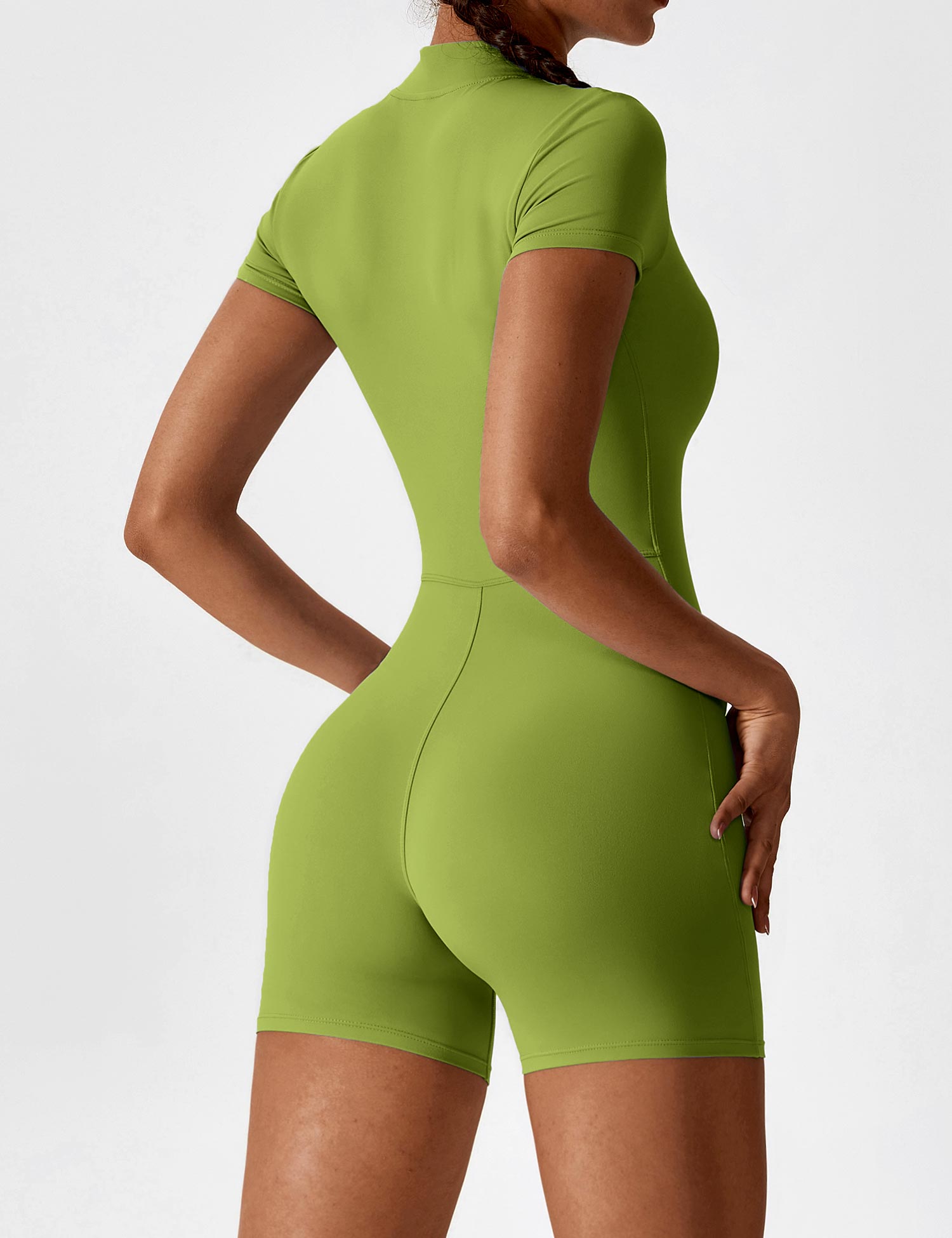 YGLEO Short Sleeve Zipper Romper