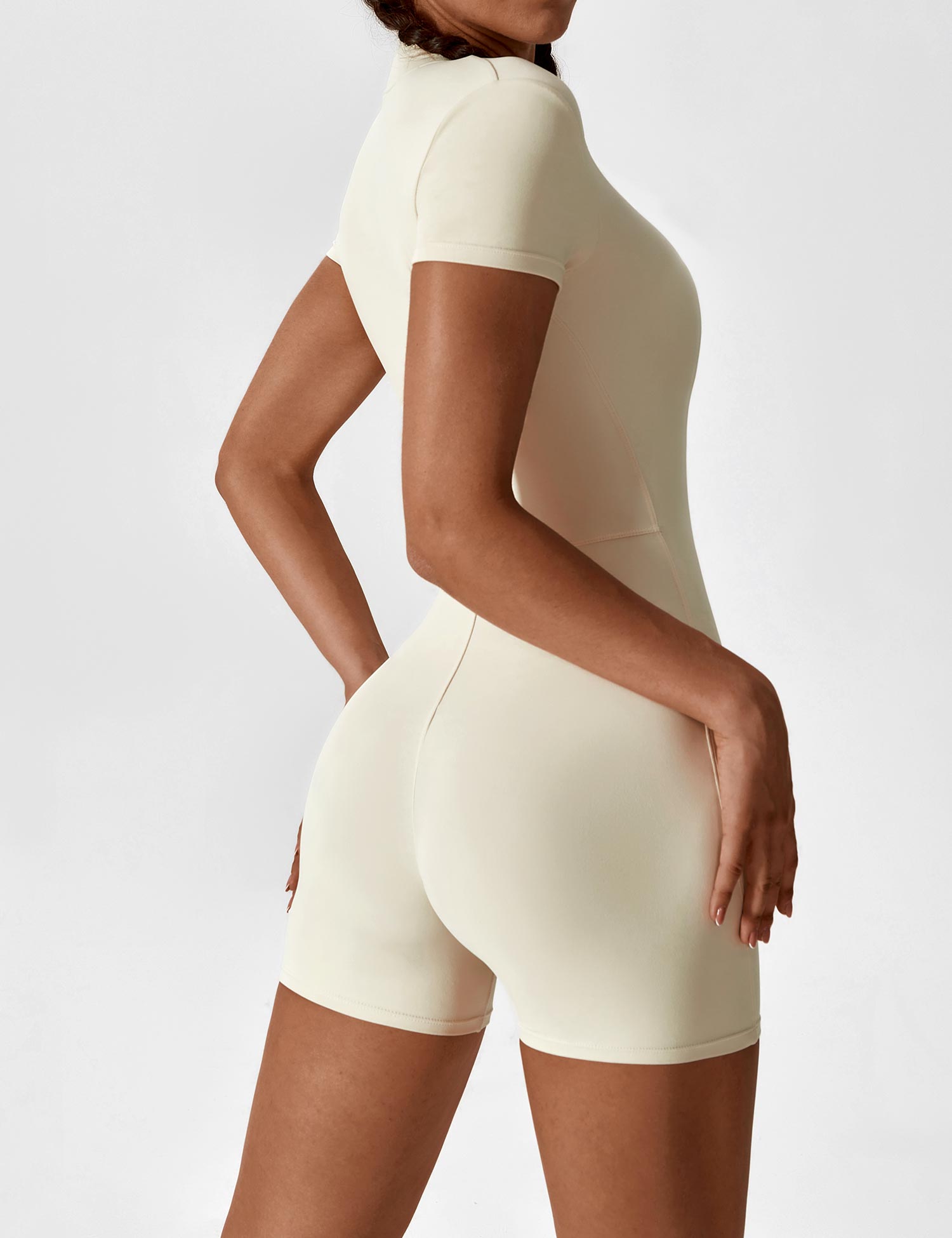 YGLEO Short Sleeve Zipper Romper