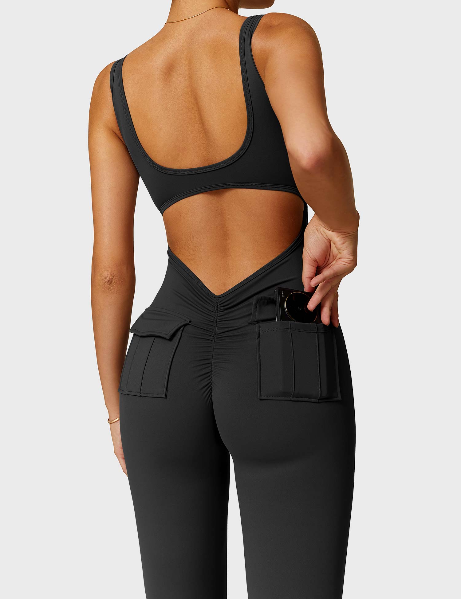 YGLEO Lizvette V-Back Jumpsuit with Pockets