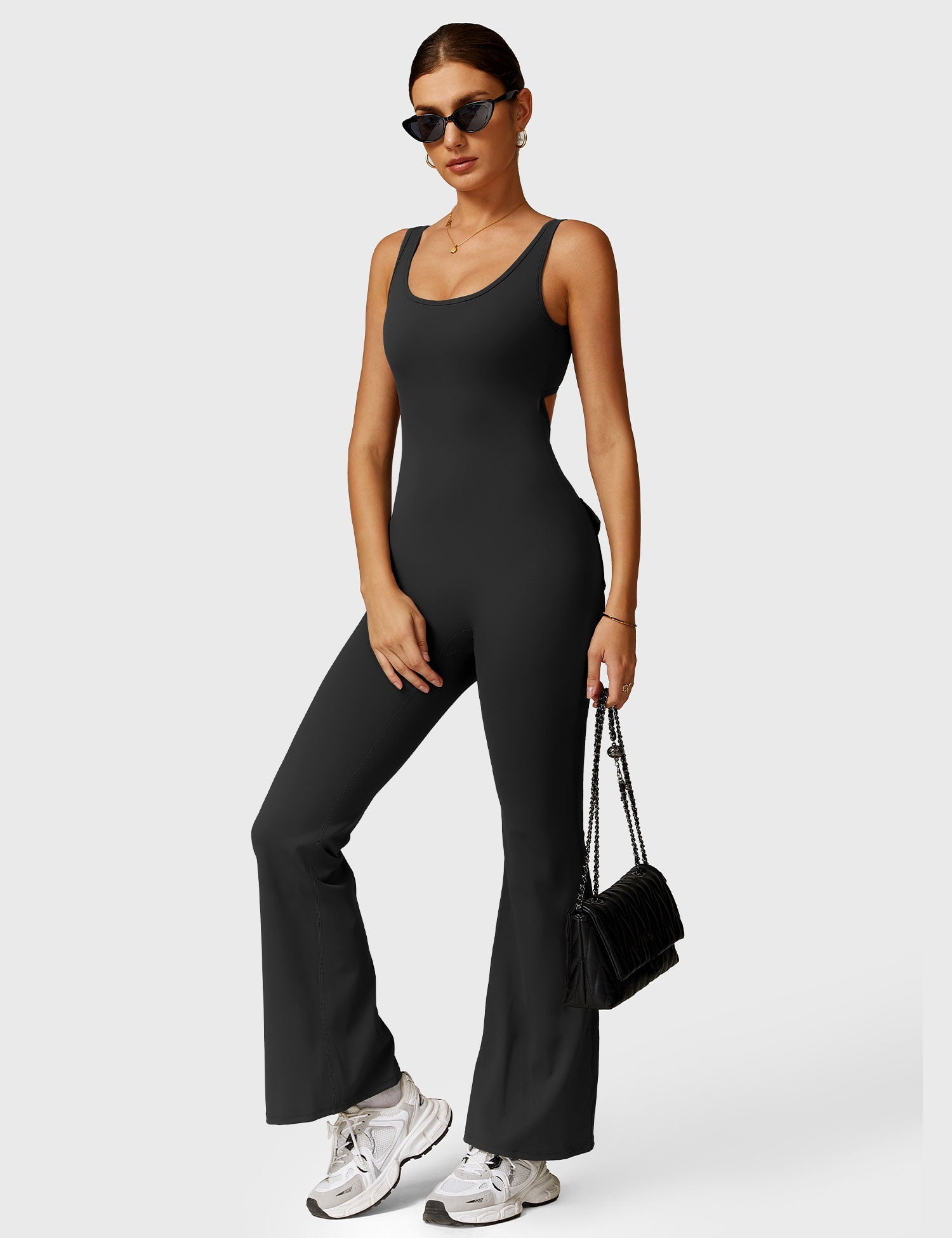 YGLEO Lizvette V-Back Jumpsuit with Pockets