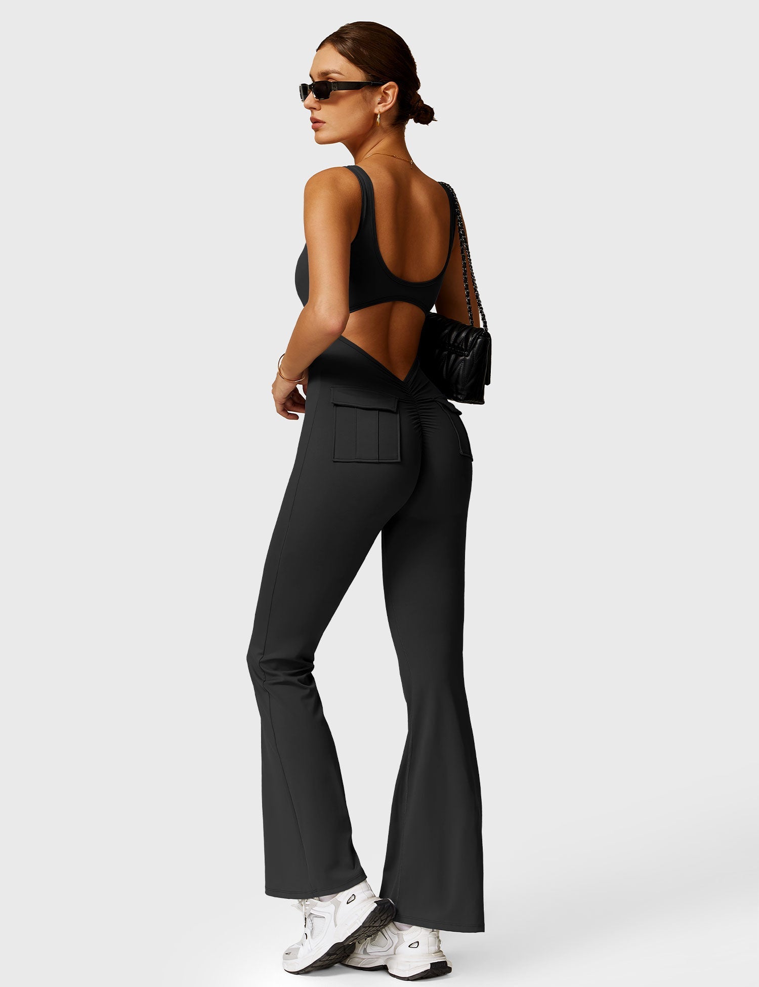 YGLEO Lizvette V-Back Jumpsuit with Pockets