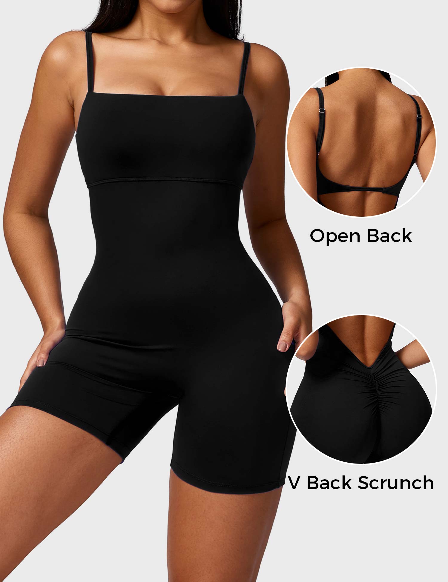 YGLEO V-Back Scrunch Romper