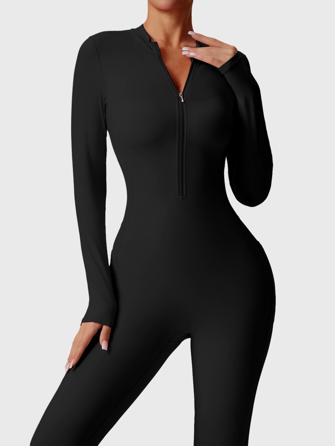 YGLEO Hope Long Sleeve Zipper Flared Jumpsuit