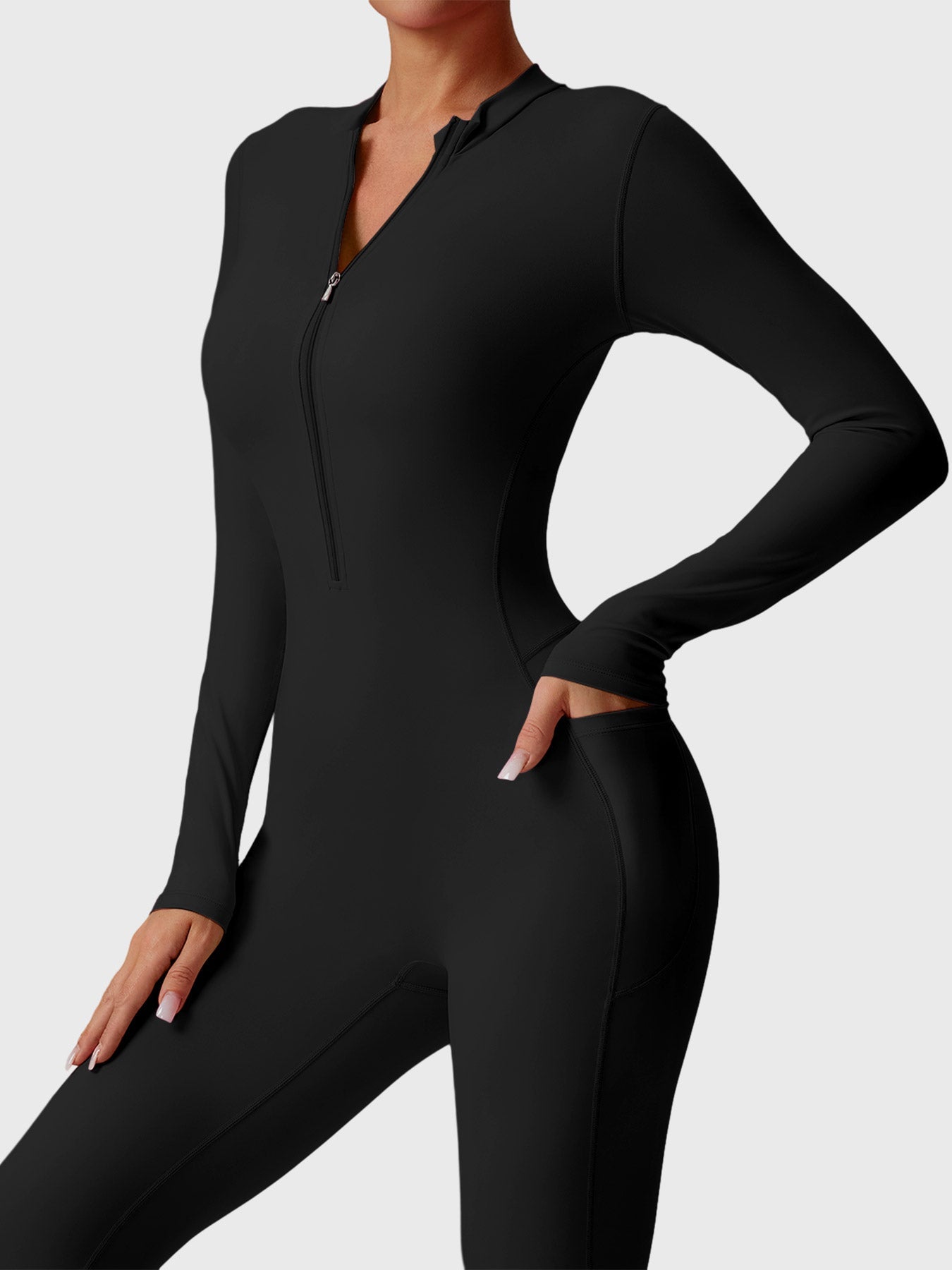 YGLEO Hope Long Sleeve Zipper Flared Jumpsuit