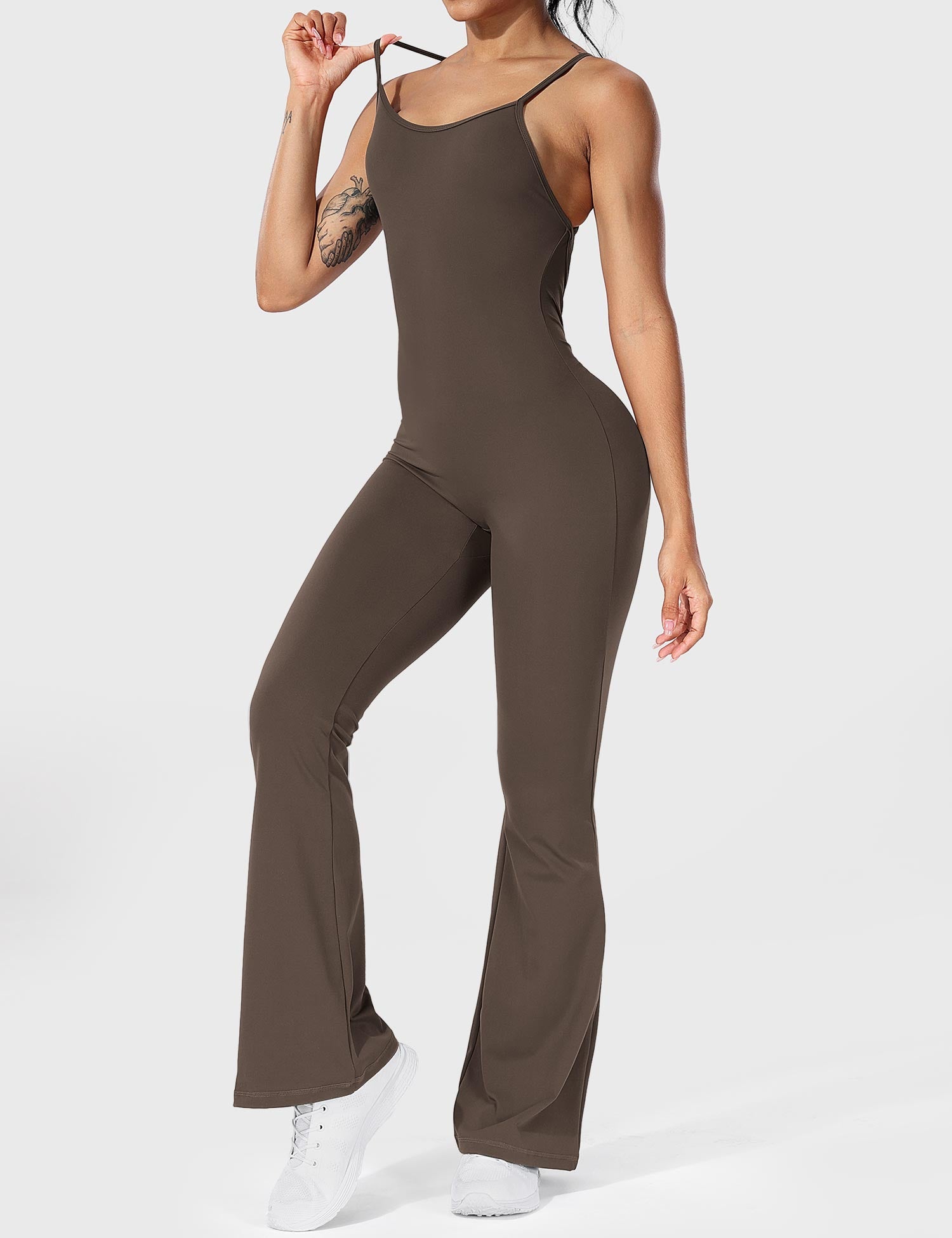 YGLEO Liza V-Back Cross Flared Jumpsuit