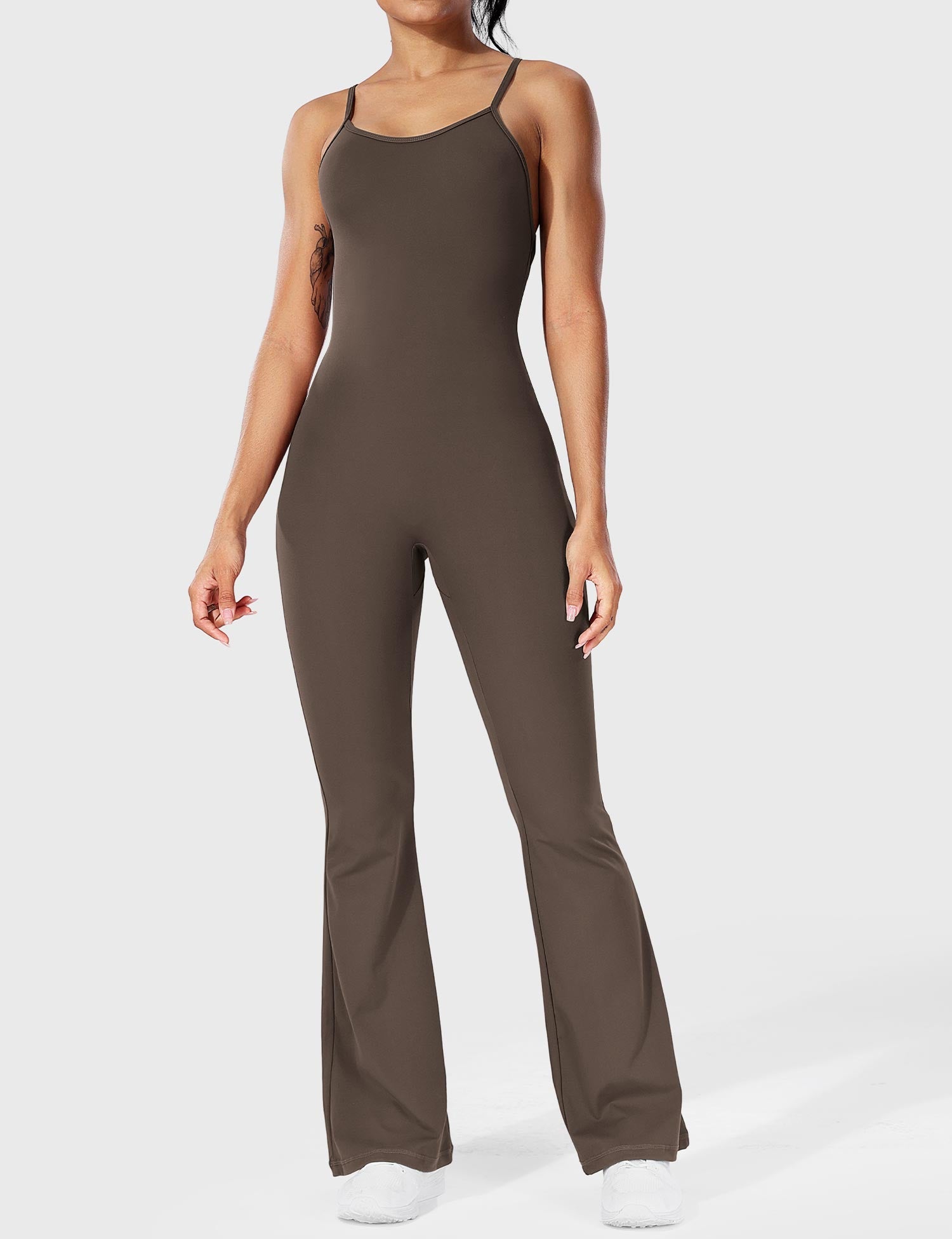 YGLEO Liza V-Back Cross Flared Jumpsuit