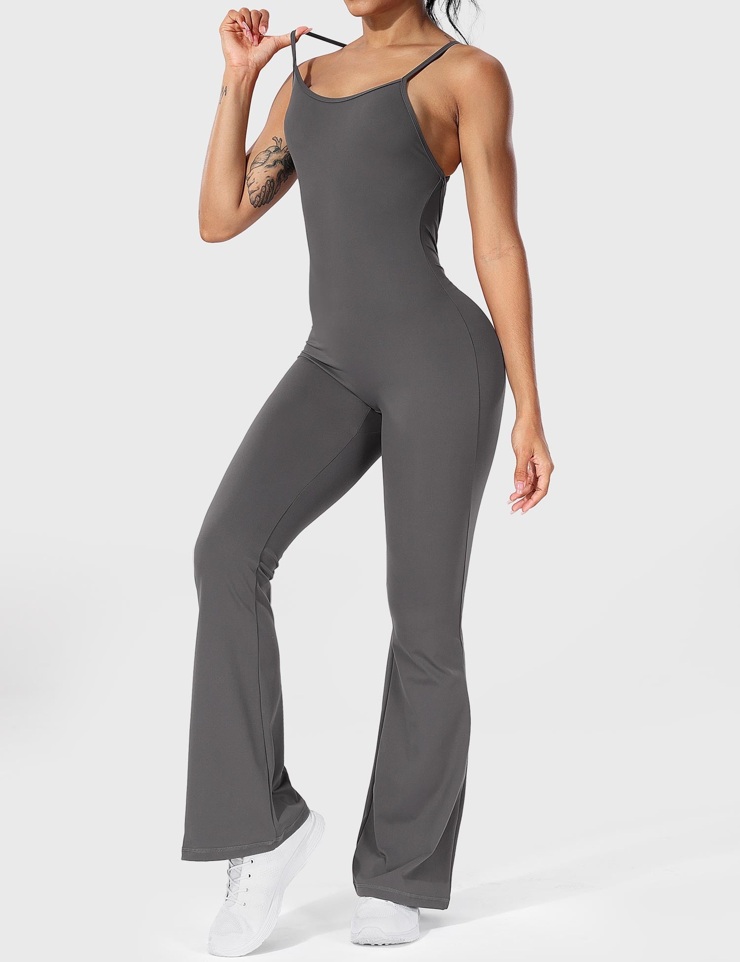 YGLEO Liza V-Back Cross Flared Jumpsuit