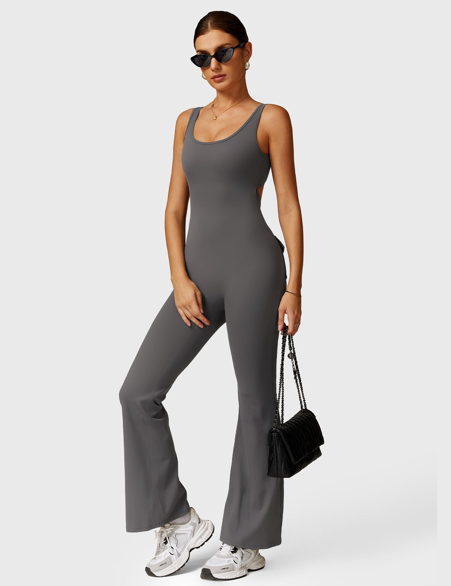 YGLEO Lizvette V-Back Jumpsuit with Pockets