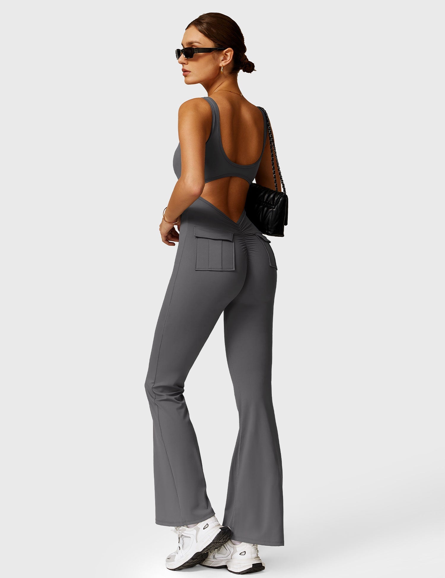 YGLEO Lizvette V-Back Jumpsuit with Pockets