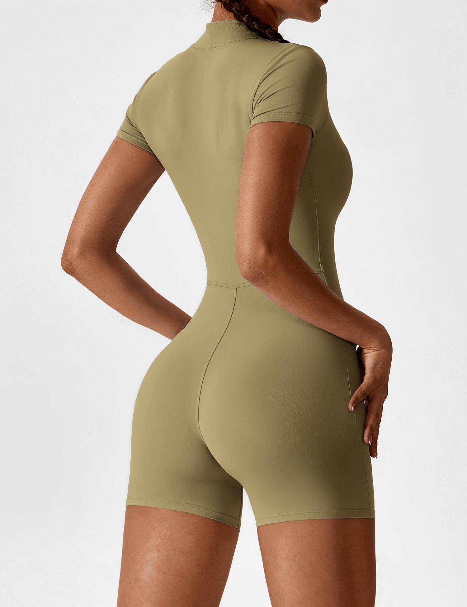 YGLEO Short Sleeve Zipper Romper