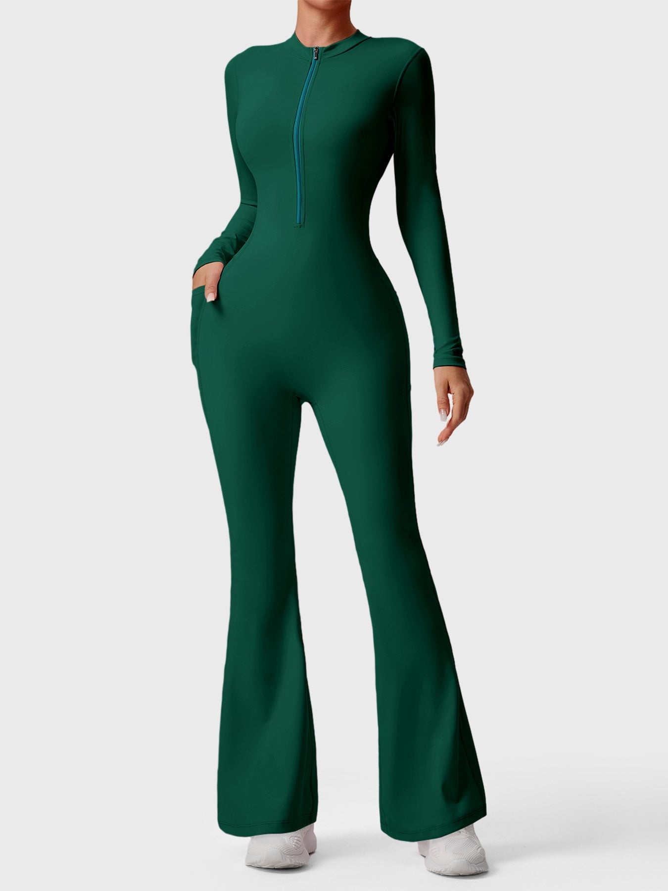 YGLEO Hope Long Sleeve Zipper Flared Jumpsuit