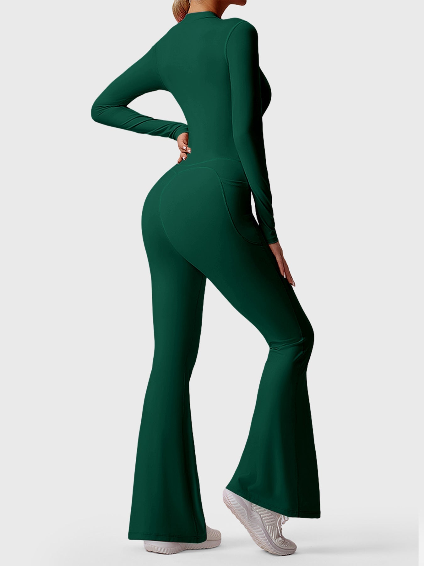 YGLEO Hope Long Sleeve Zipper Flared Jumpsuit