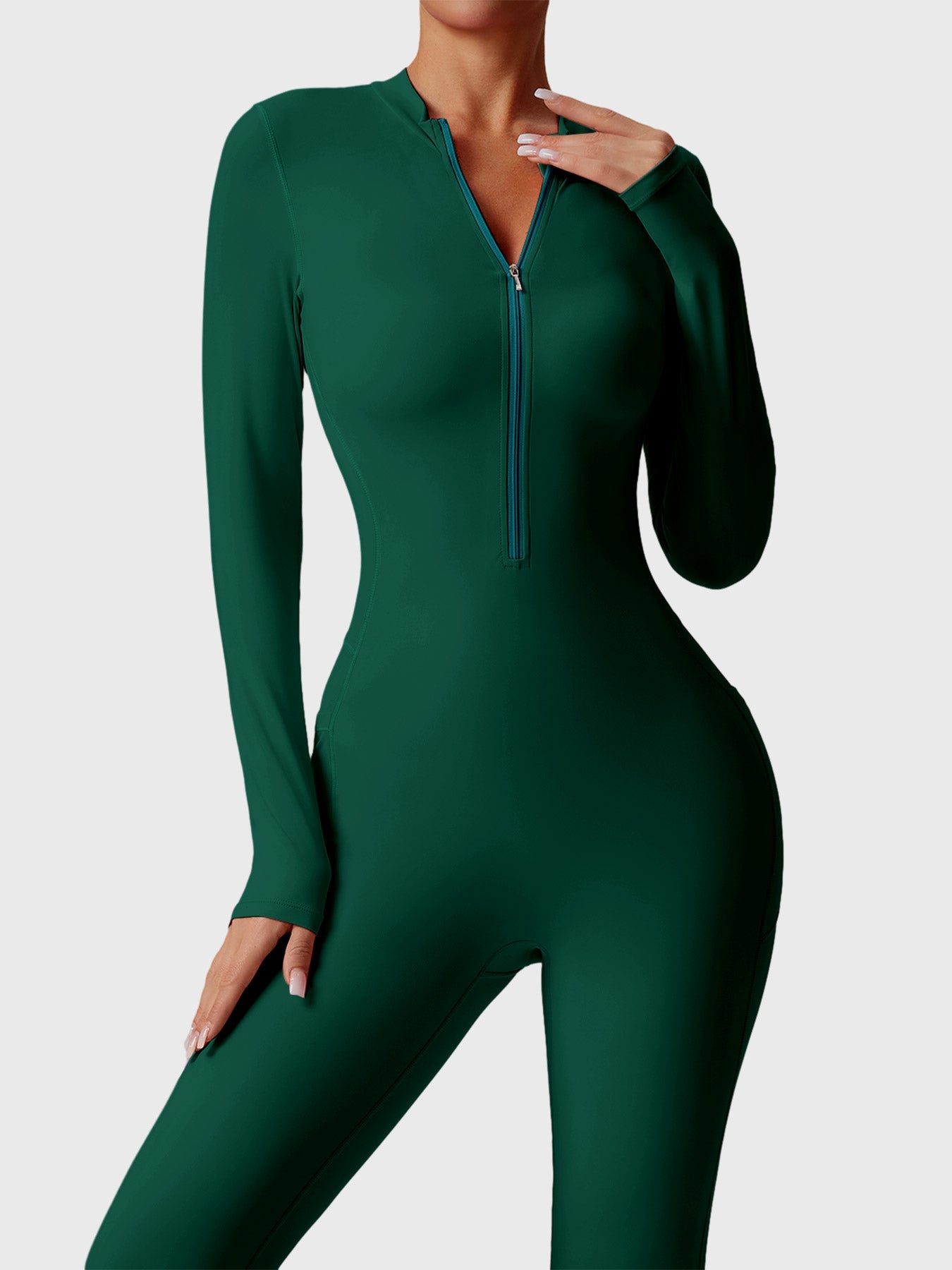 YGLEO Hope Long Sleeve Zipper Flared Jumpsuit