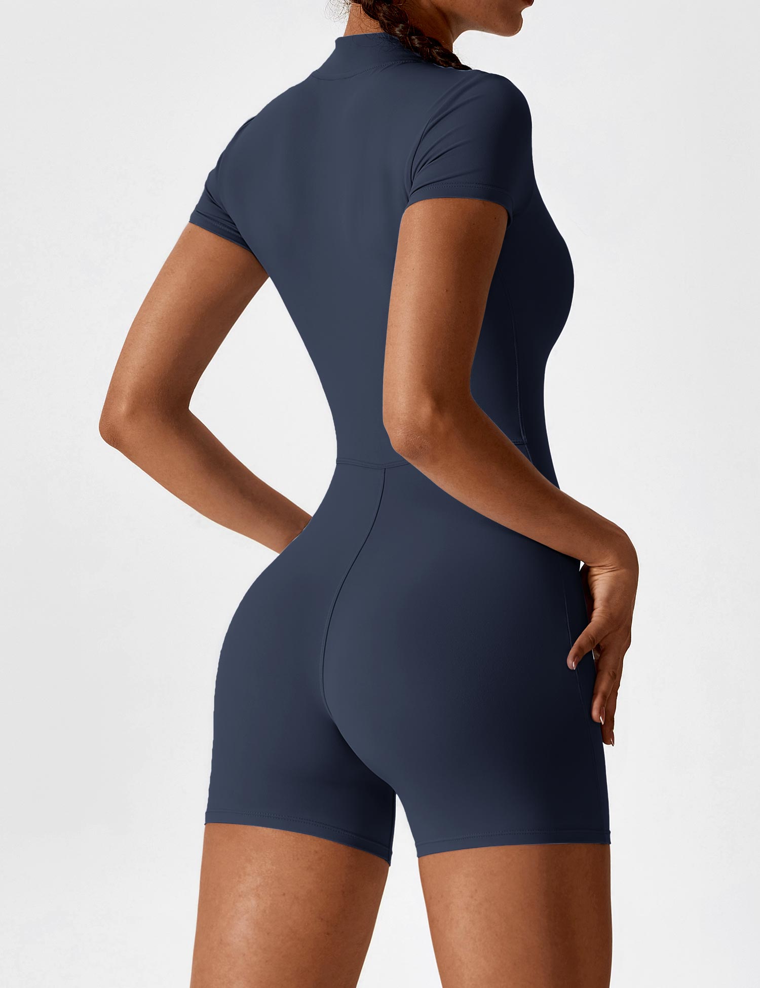YGLEO Short Sleeve Zipper Romper