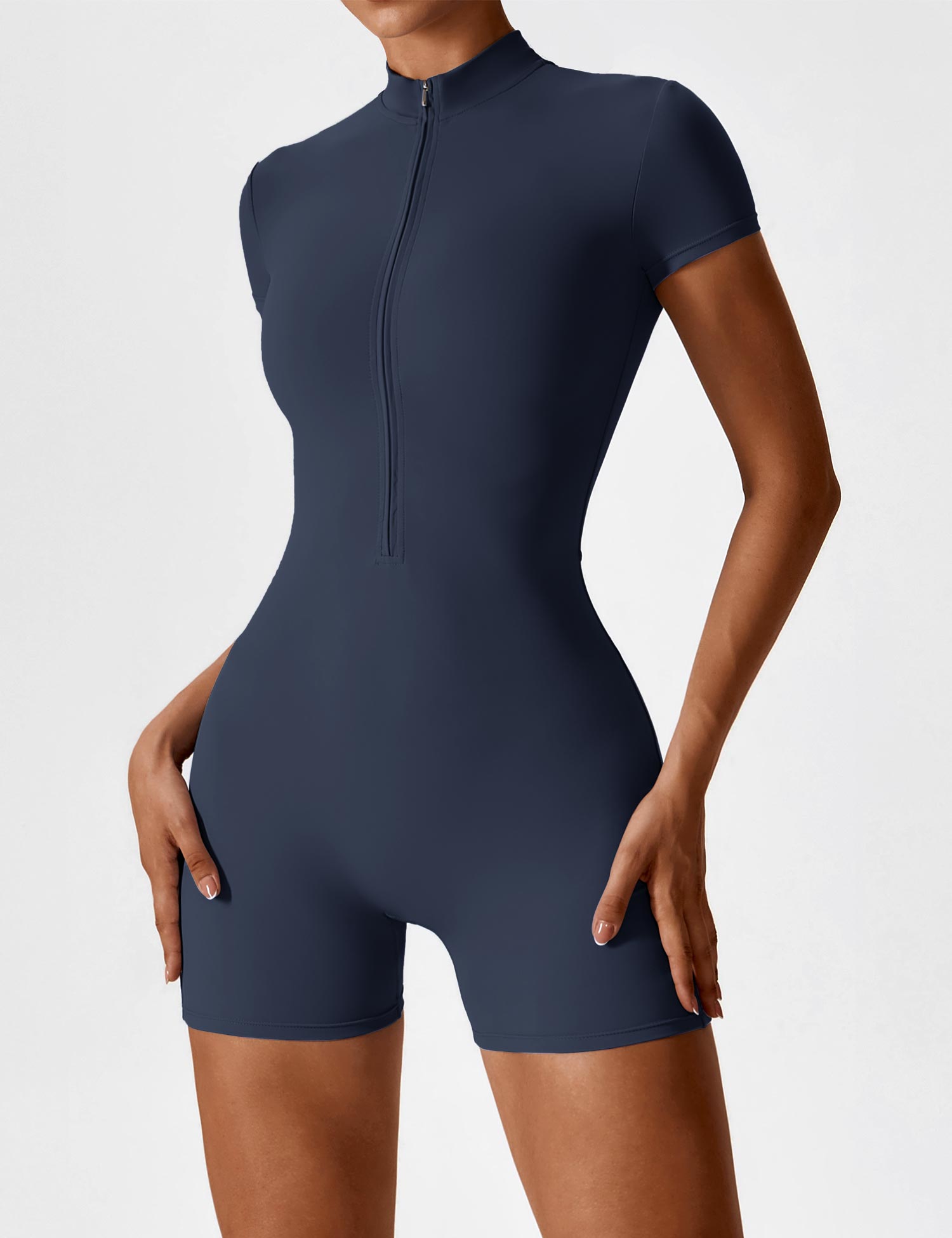 YGLEO Short Sleeve Zipper Romper