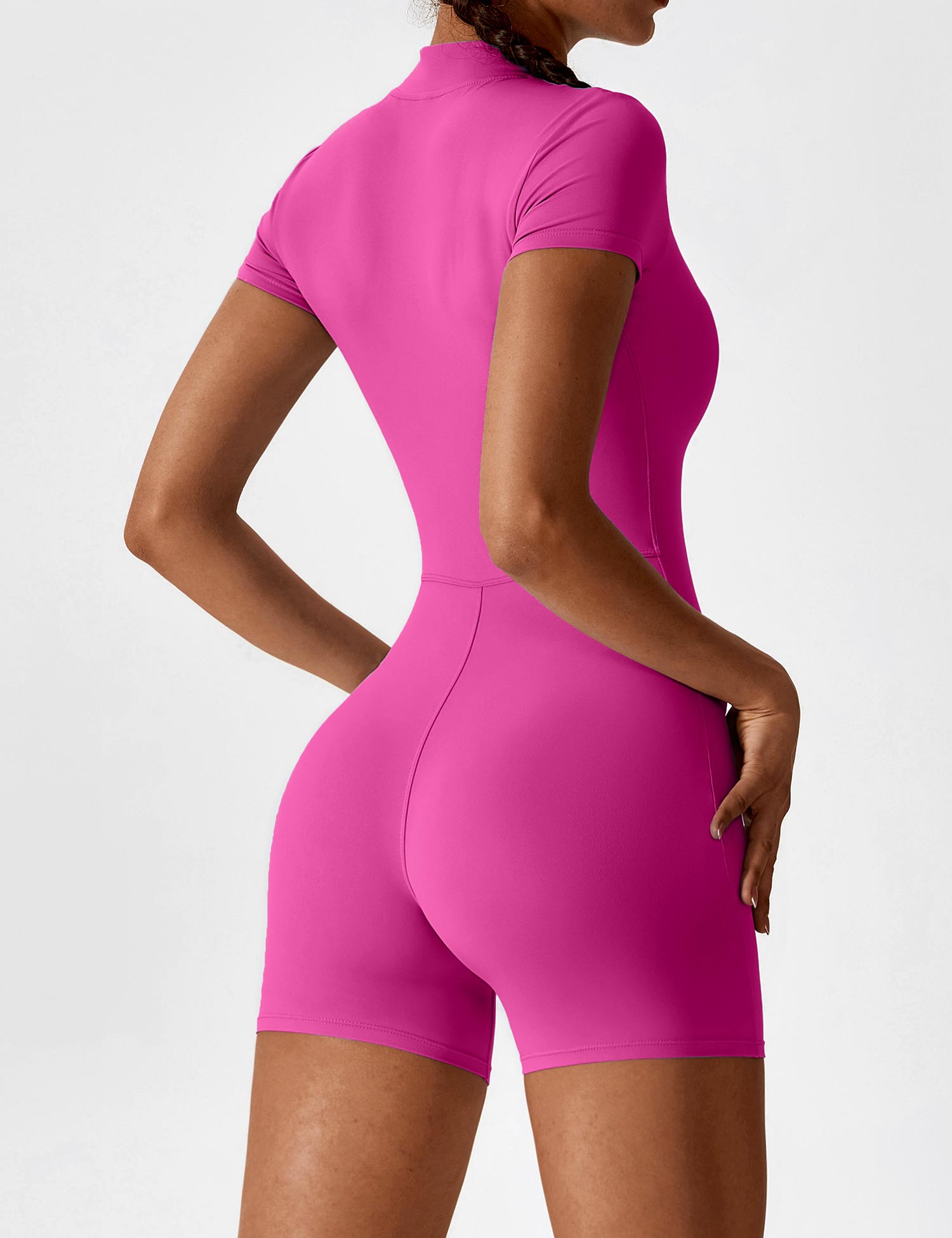 YGLEO Short Sleeve Zipper Romper