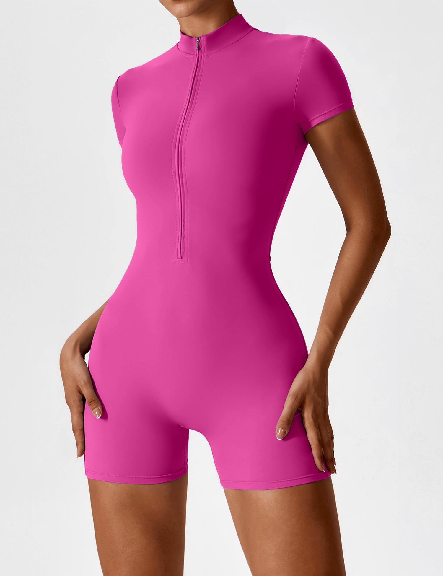 YGLEO Short Sleeve Zipper Romper