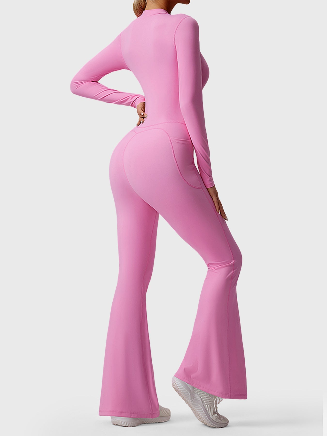 YGLEO Hope Long Sleeve Zipper Flared Jumpsuit