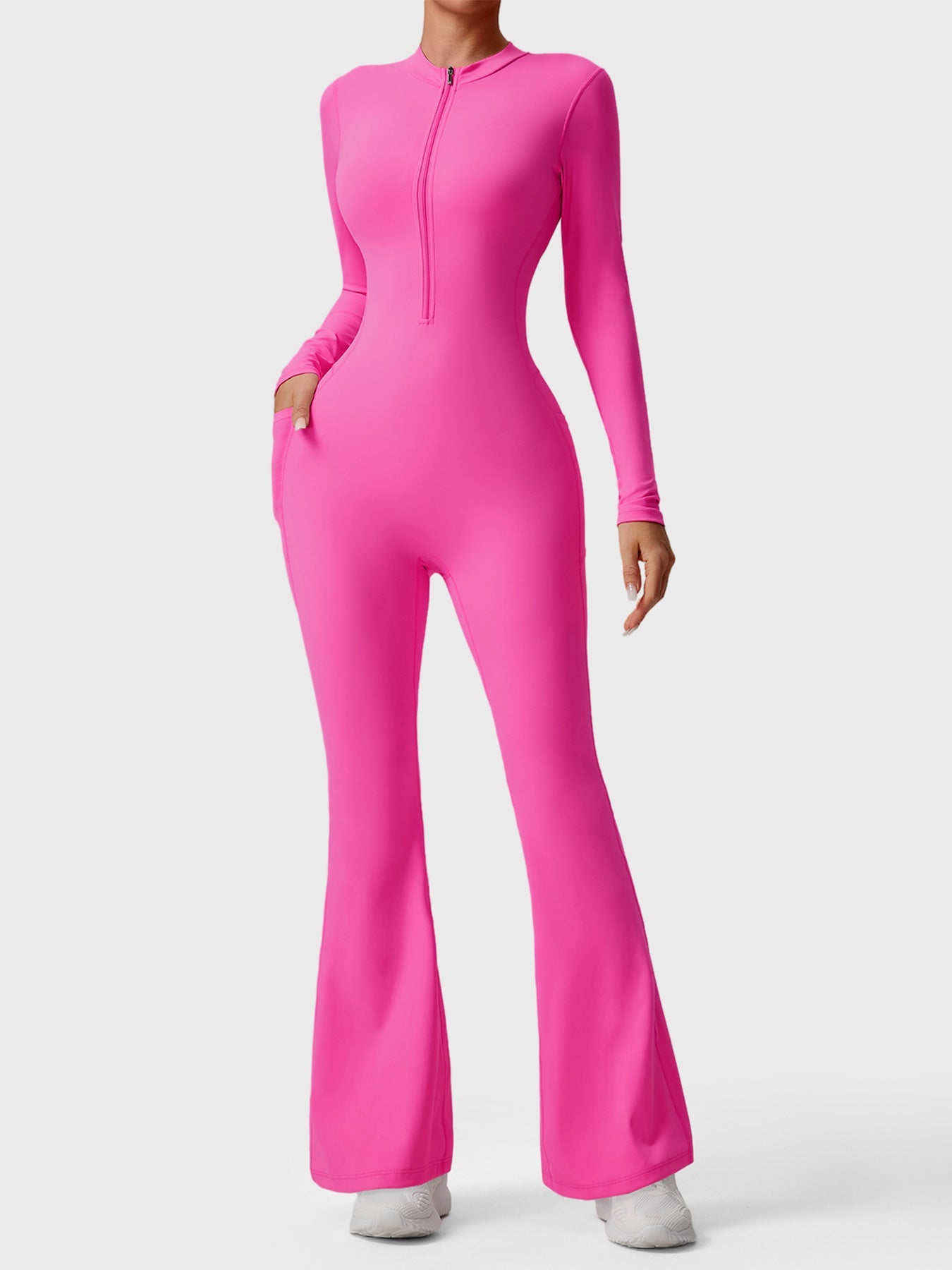 YGLEO Hope Long Sleeve Zipper Flared Jumpsuit