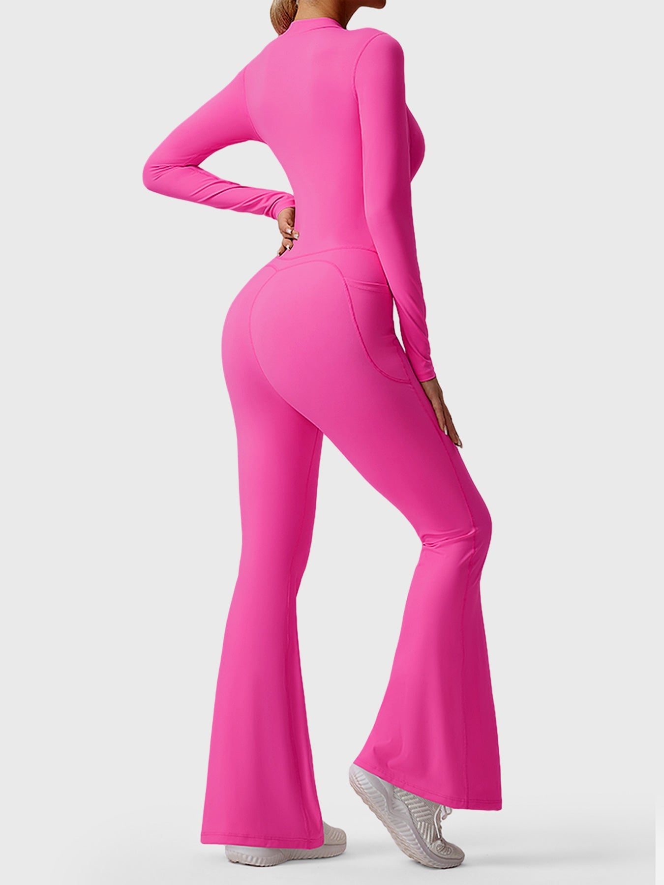 YGLEO Hope Long Sleeve Zipper Flared Jumpsuit