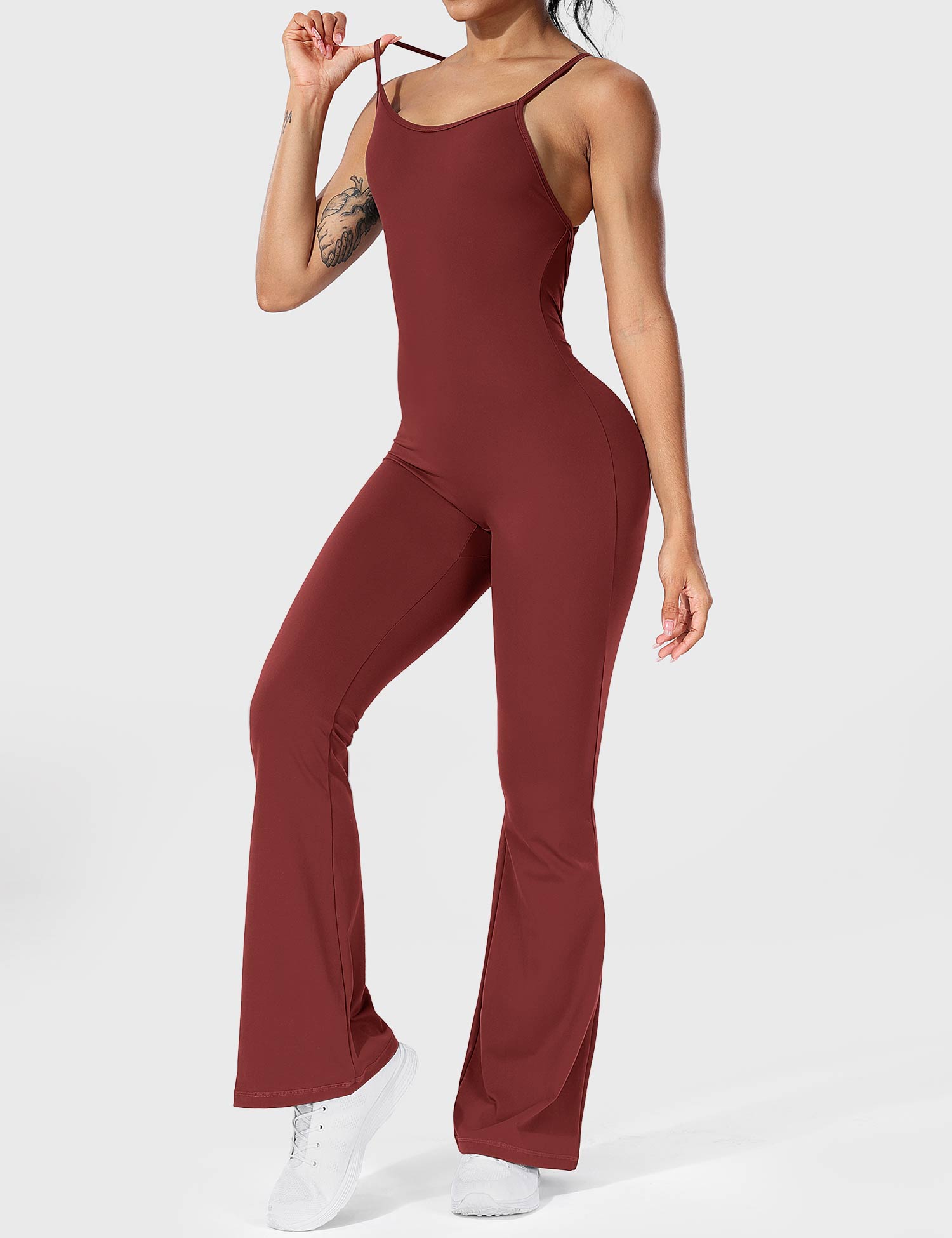YGLEO Liza V-Back Cross Flared Jumpsuit