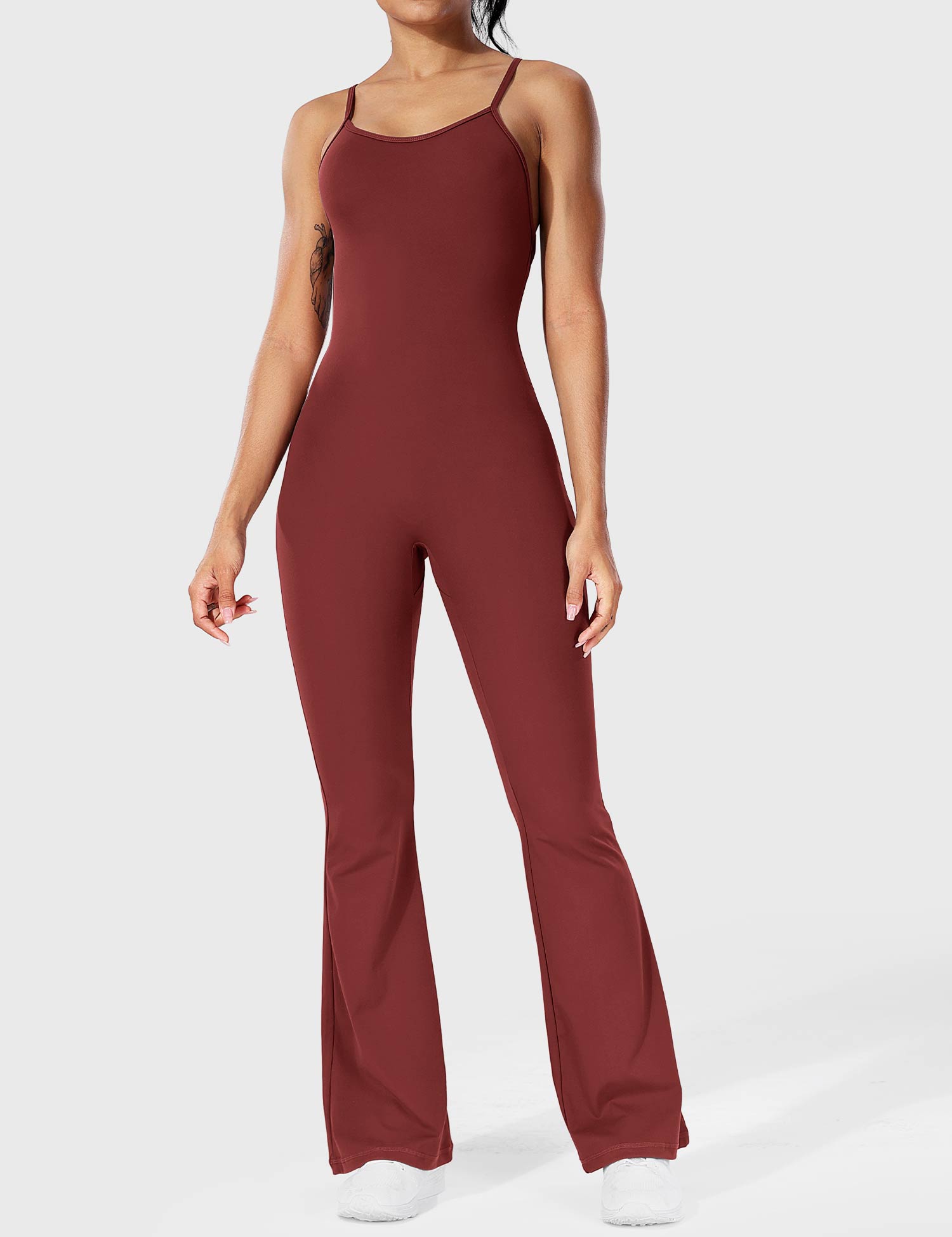 YGLEO Liza V-Back Cross Flared Jumpsuit