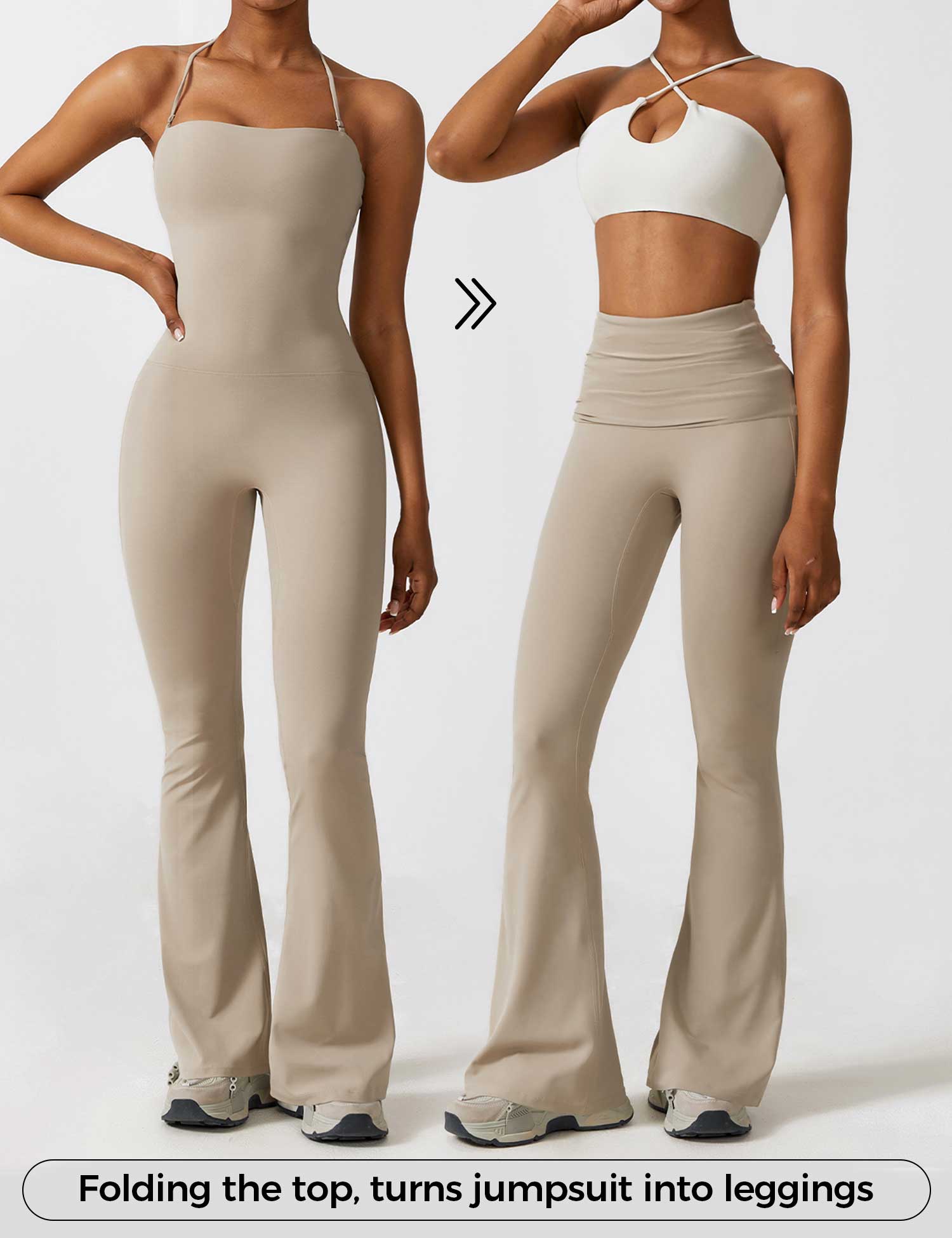 YGLEO Halter Flared Jumpsuit