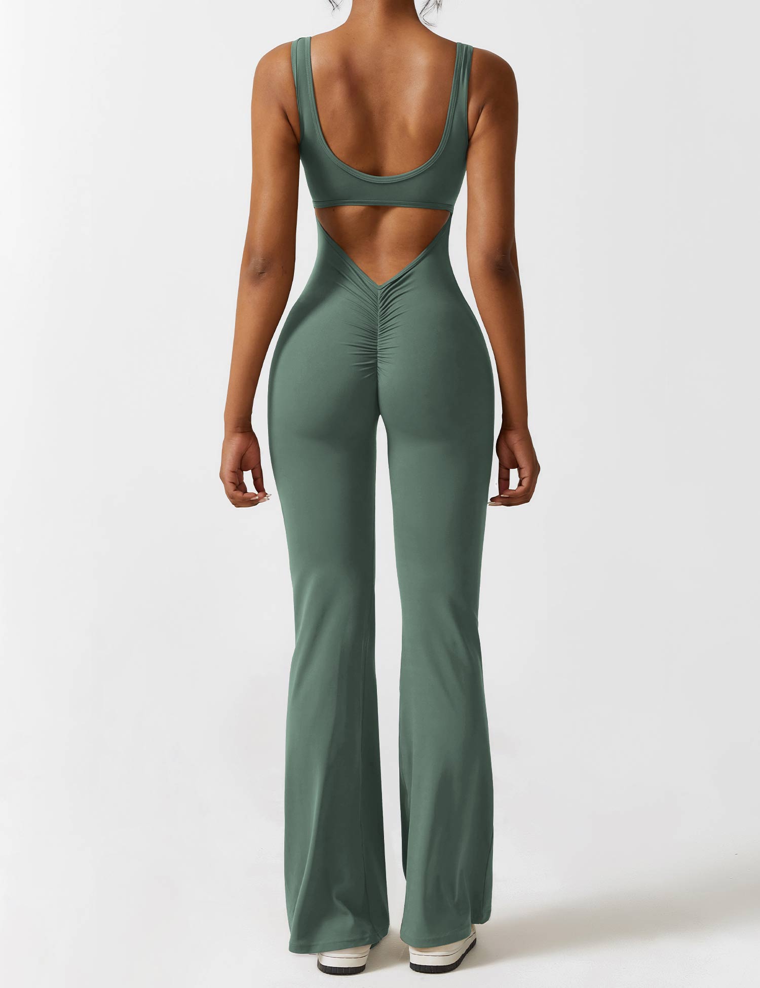 YGLEO V-Back Flared Jumpsuit