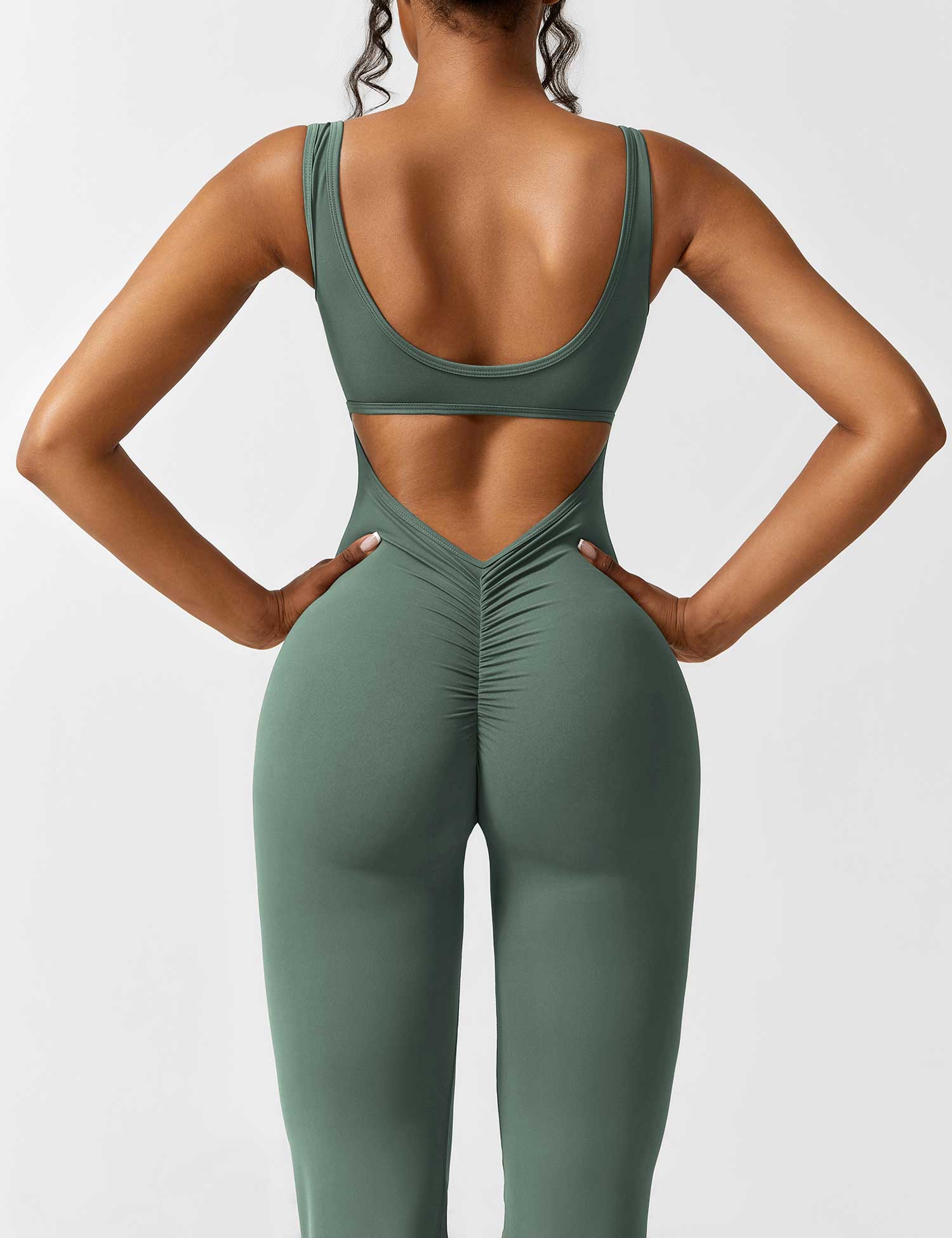 YGLEO V-Back Flared Jumpsuit