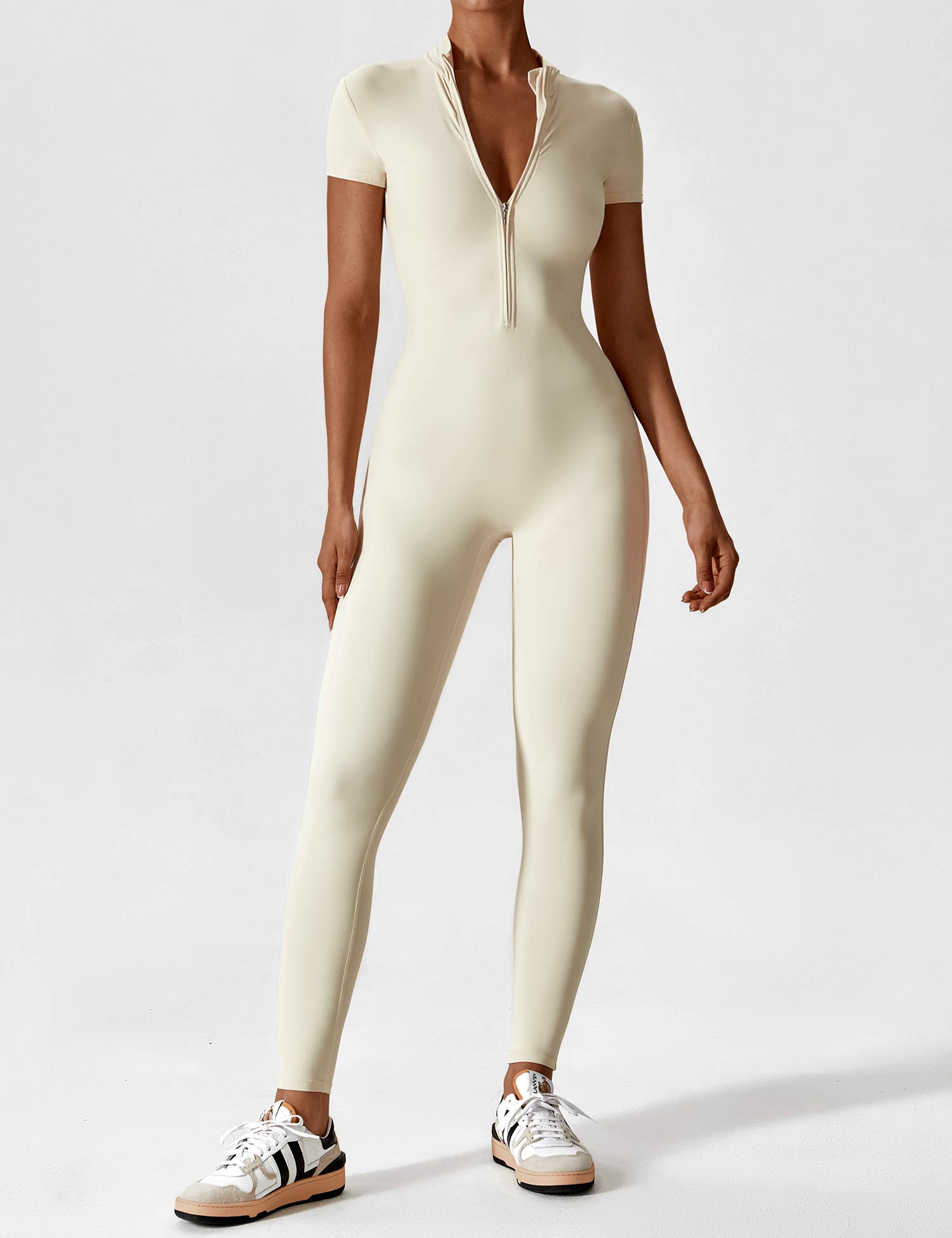 YGLEO Long Sleeve | Short Sleeve Zipper Jumpsuit