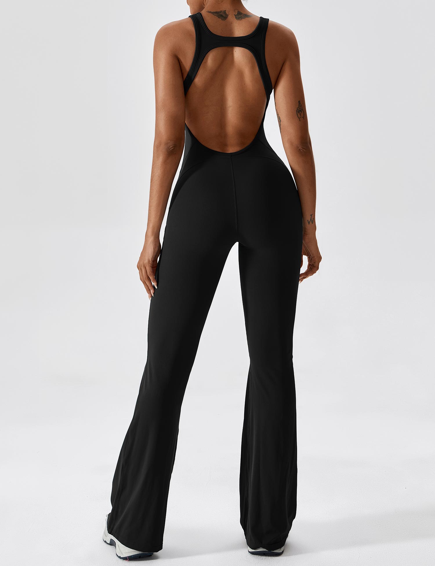 YGLEO Open Back Flared Jumpsuit