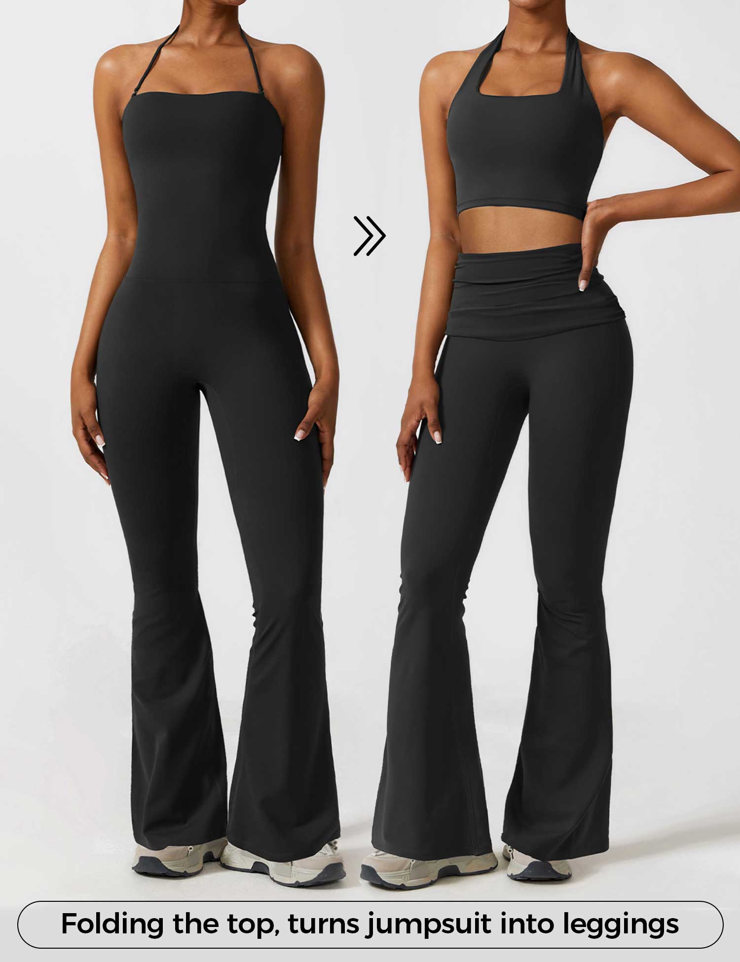 YGLEO Halter Flared Jumpsuit