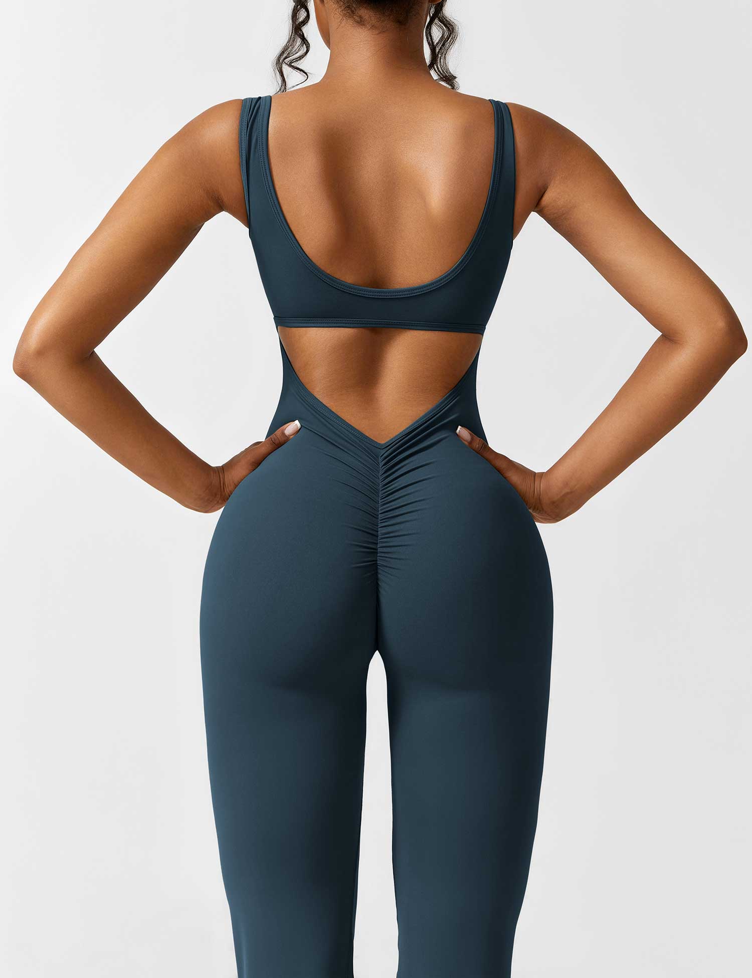 YGLEO V-Back Flared Jumpsuit