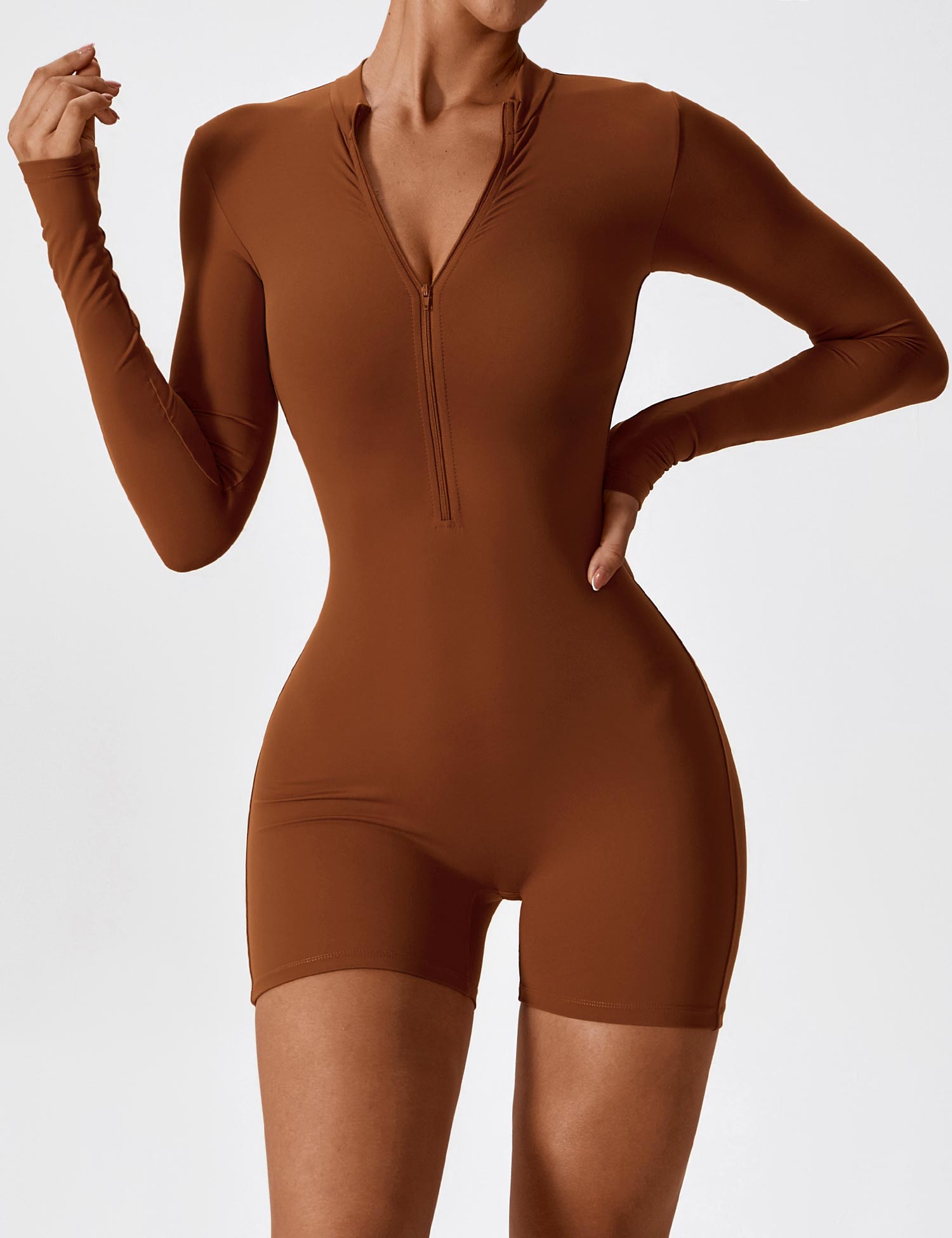 YGLEO Long Sleeve Zipper Romper