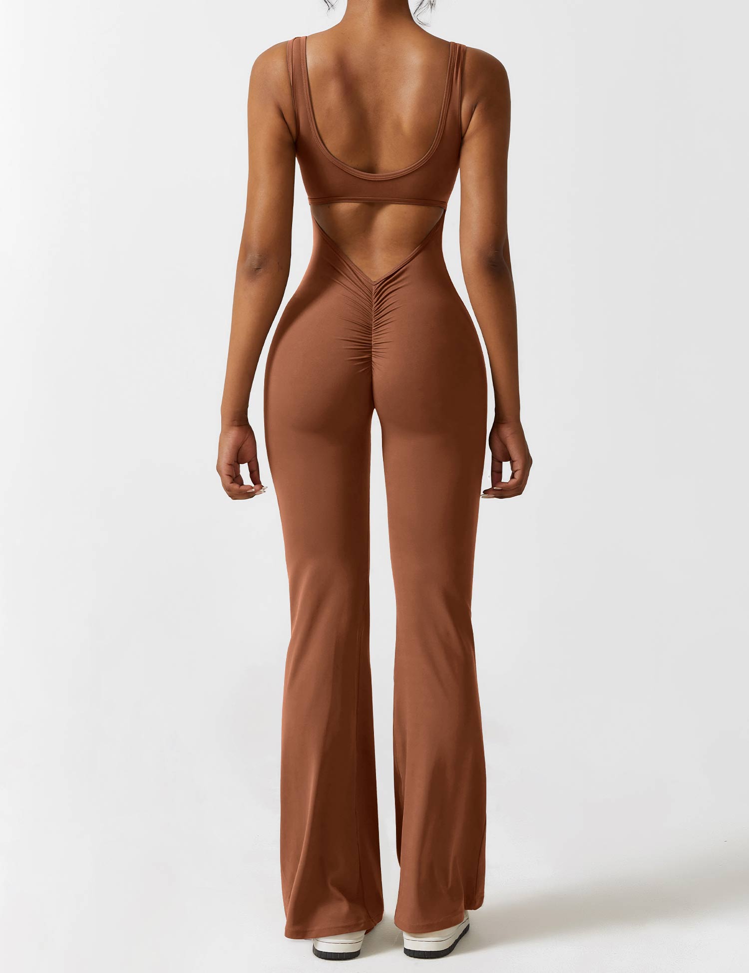 YGLEO V-Back Flared Jumpsuit