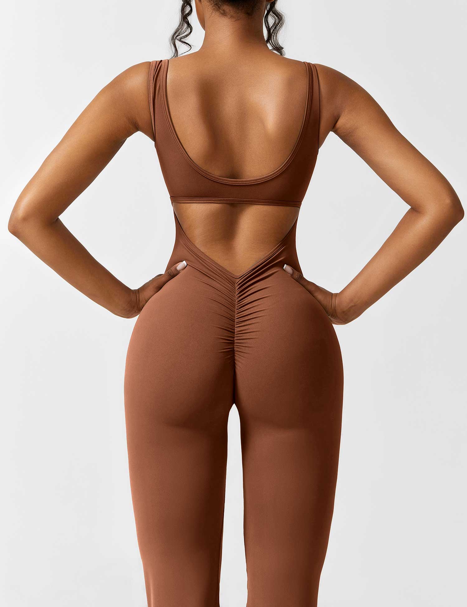 YGLEO V-Back Flared Jumpsuit