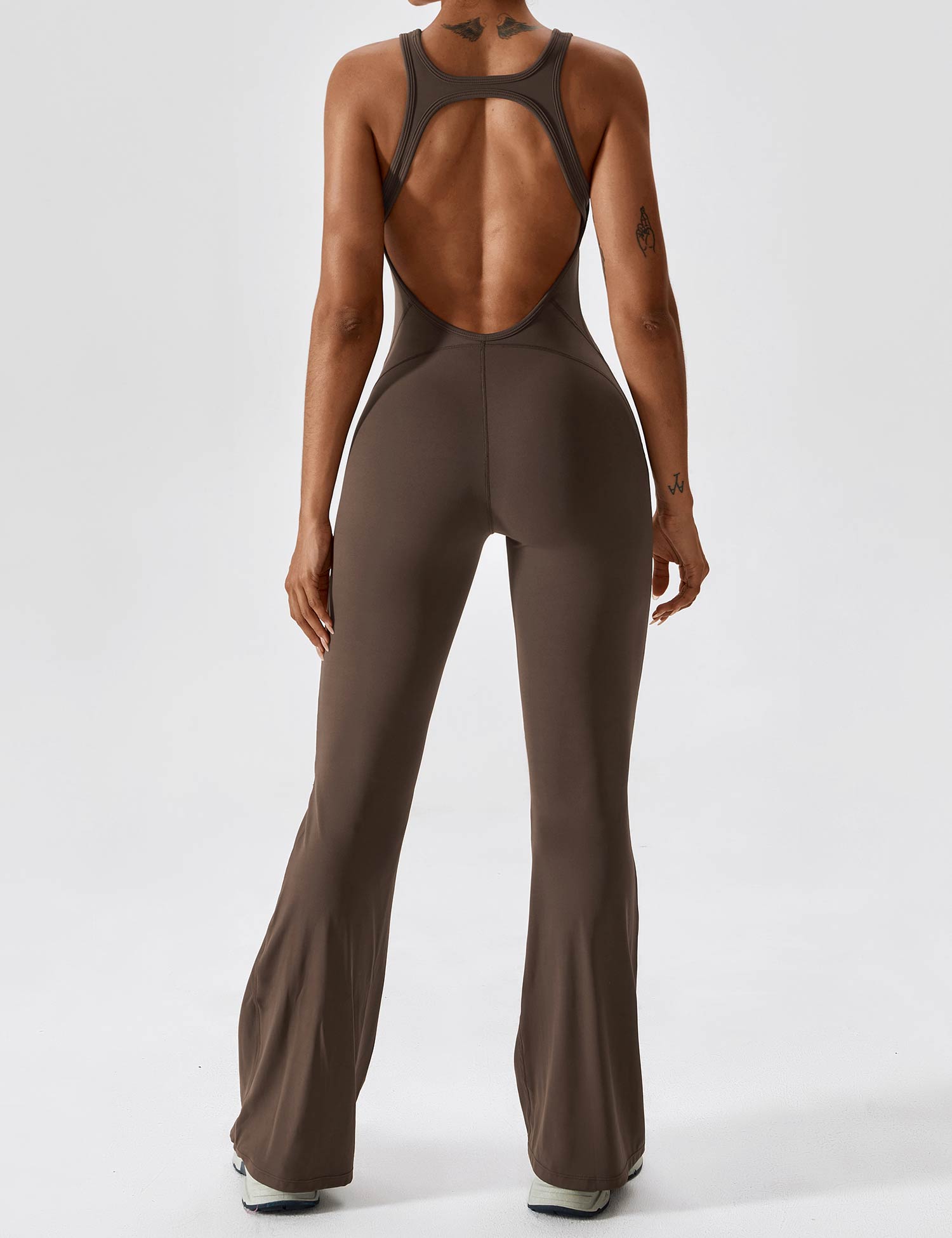 YGLEO Open Back Flared Jumpsuit