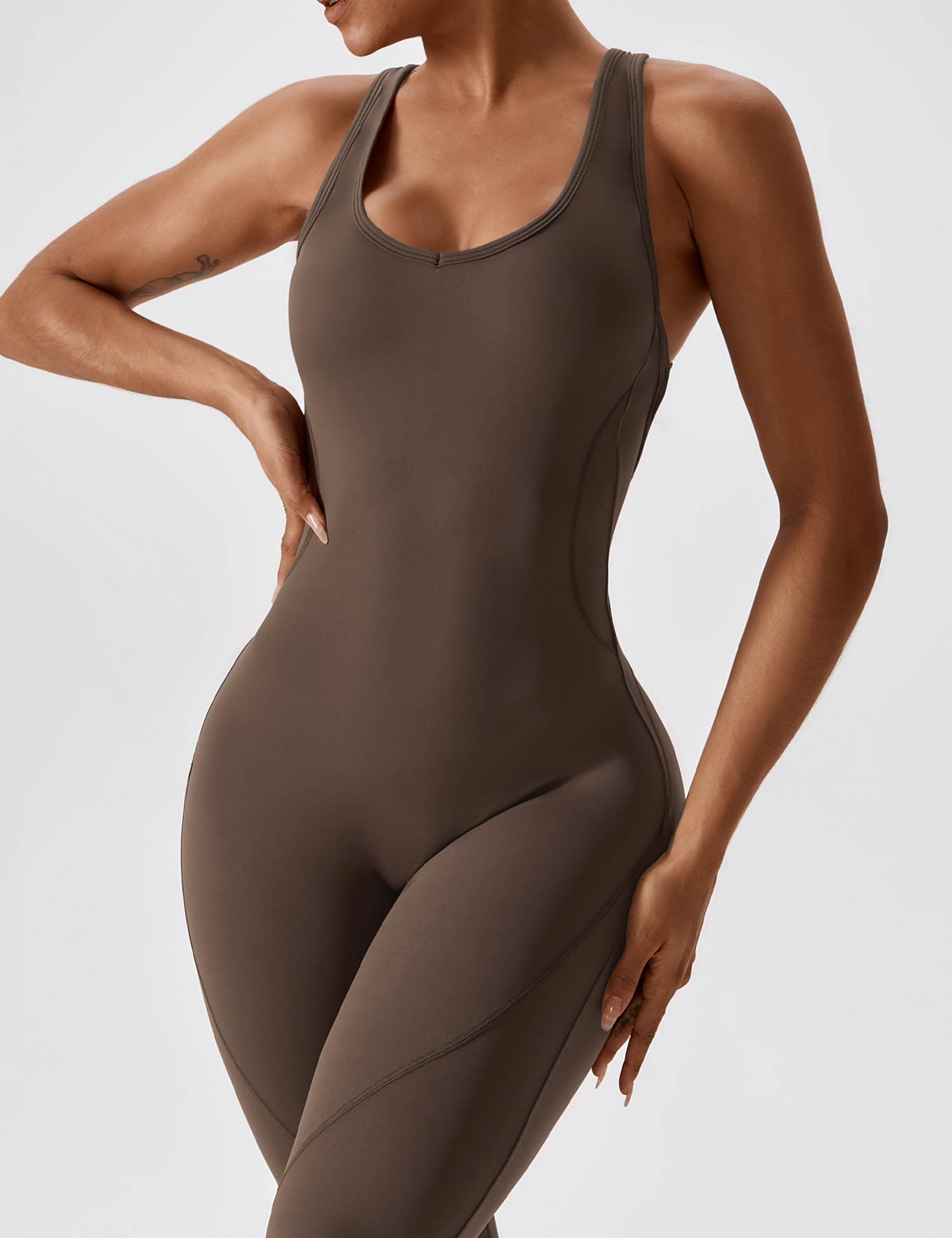 YGLEO Open Back Flared Jumpsuit