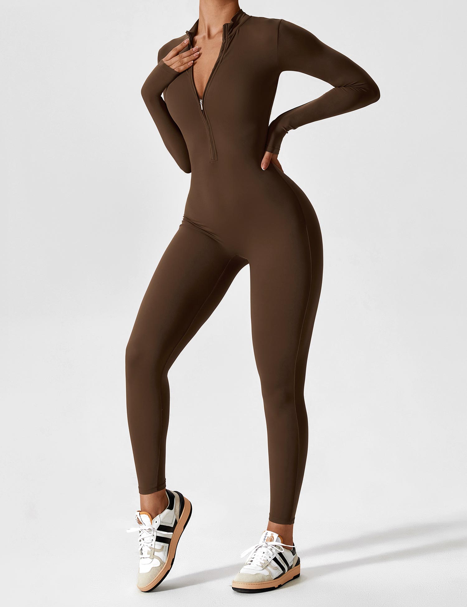 YGLEO Long Sleeve | Short Sleeve Zipper Jumpsuit