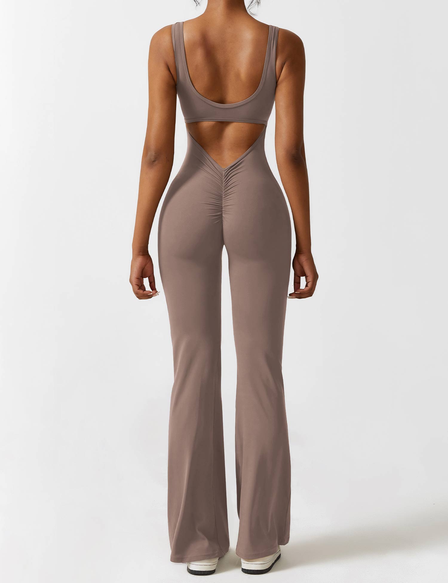 YGLEO V-Back Flared Jumpsuit