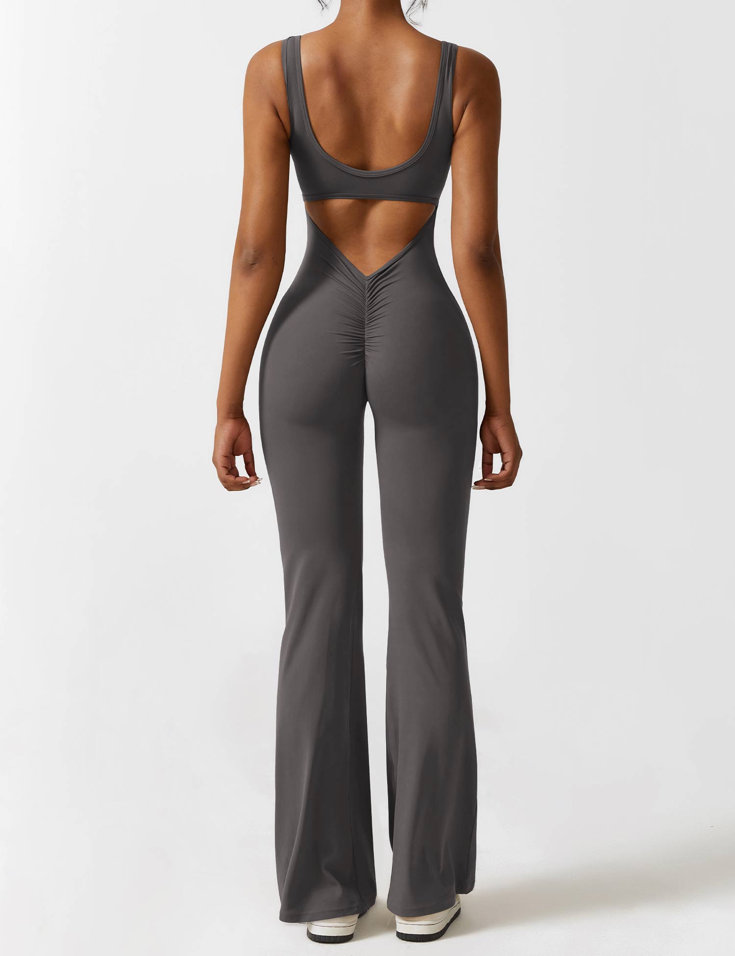 YGLEO V-Back Flared Jumpsuit